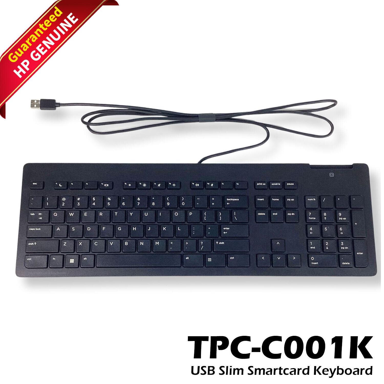 HP USB SLIM SMARTCARD READER TPC-C001K CCID KEYBOARD BLACK 911502-001 911725-001