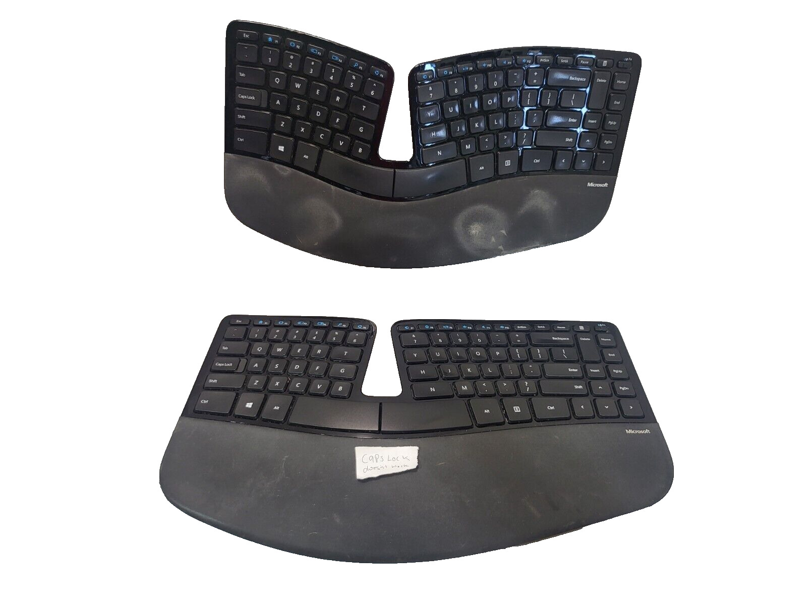 Lot of 2 - Microsoft 1559 Sculpt Ergonomic Wireless Keyboard - TESTED / READ