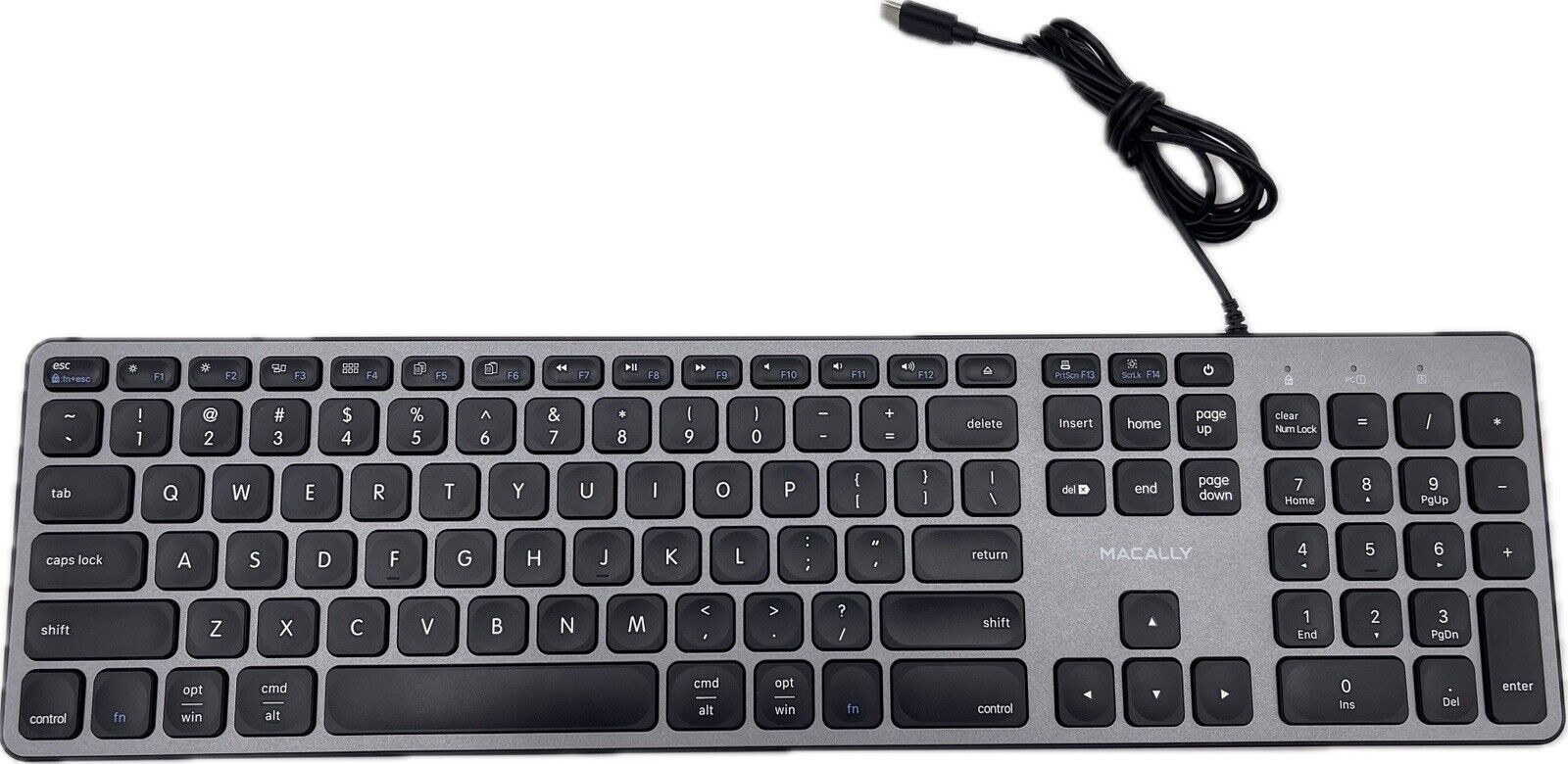 Macally UCZKEYHUBACSG, USB C Keyboard | USB Hub for Mac, Connect Up to 3 Devices