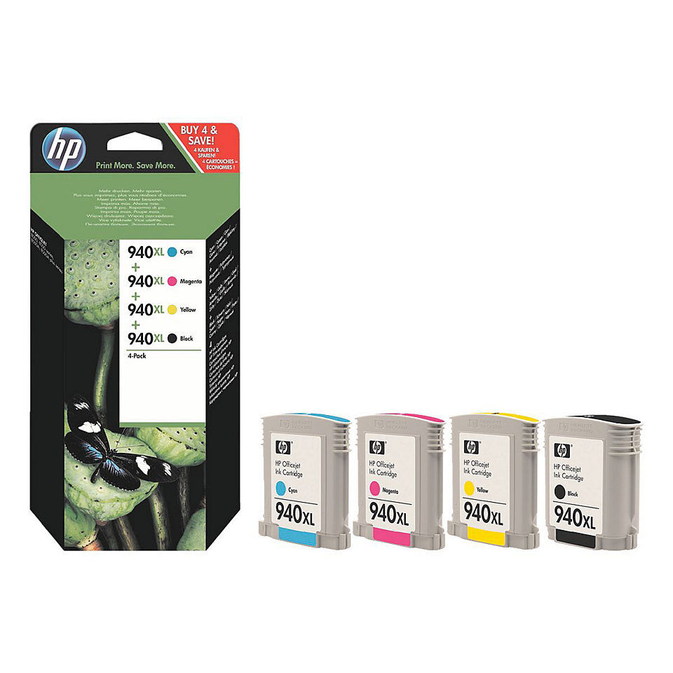 Set of 5 Mostly New Genuine UNUSED HP 940XL Inkjet Cartridges 65% Ink Extra Blk