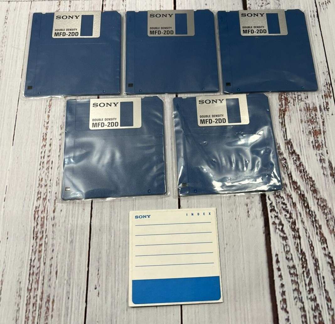 Sony Double Density MFD-2DD Double Sided 3.5 Micro Floppy Disk NOS - Set of 5