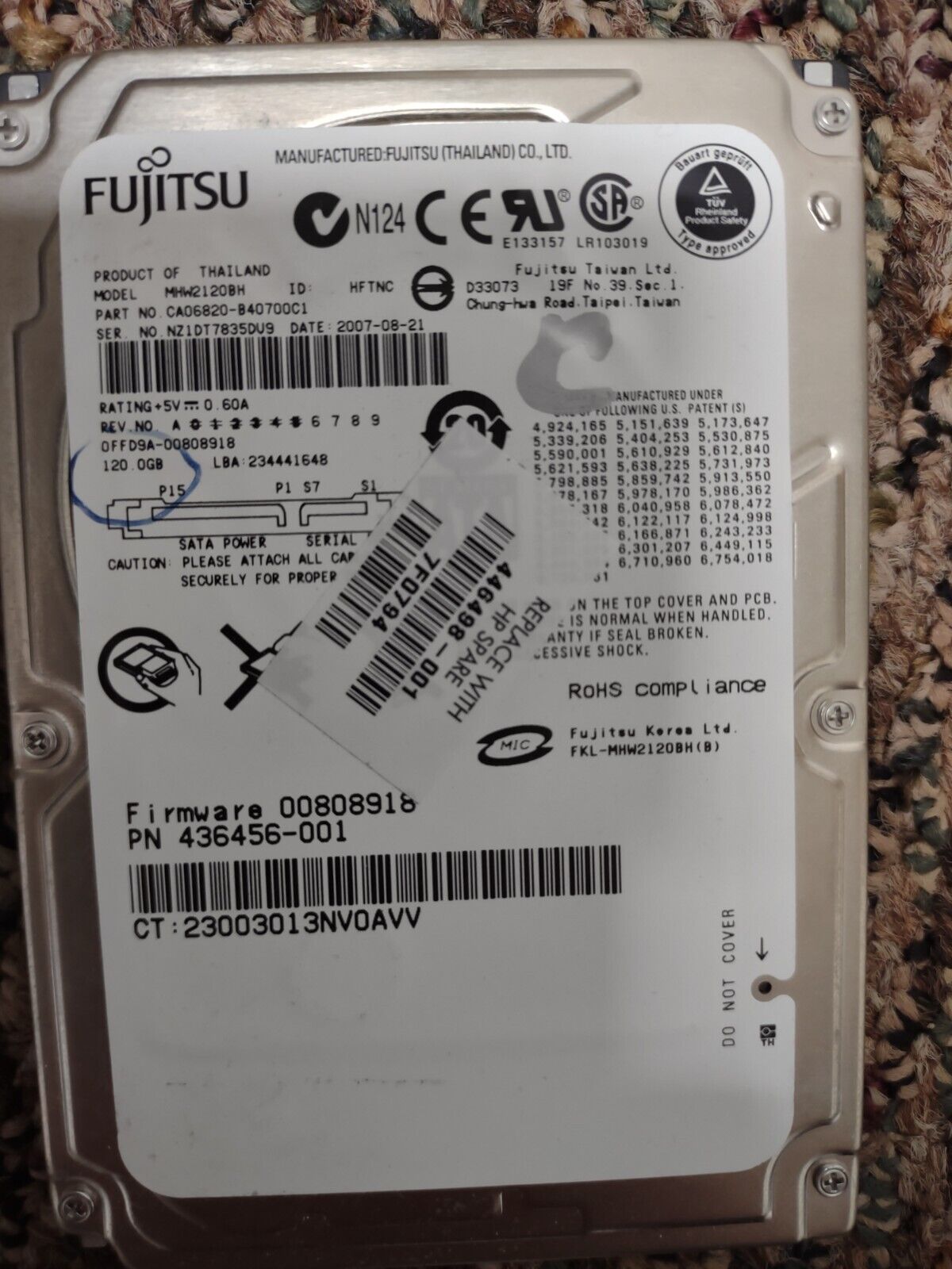 Fujitsu 120GB Internal 5400RPM 2.5