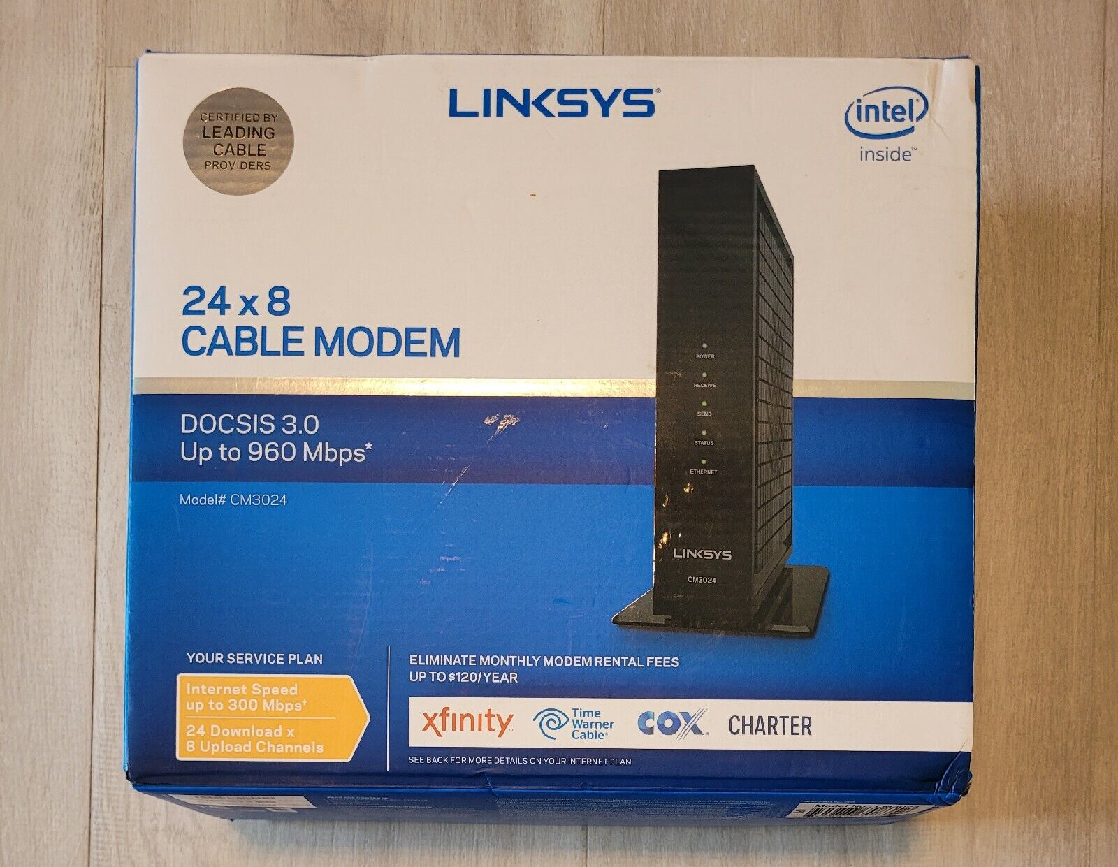 Linksys DOCSIS 3.0 Up To 960 Mbps 24x8 Certified Cable Modem CM3024 