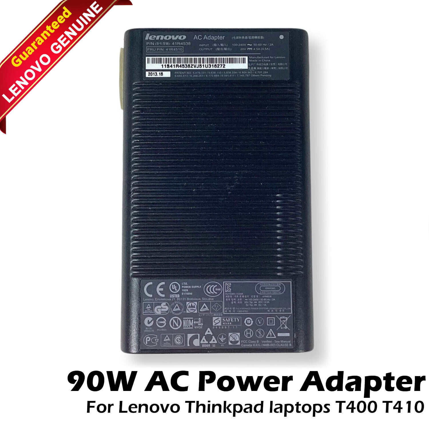 Lenovo Thinkpad 90W Black Ultra Slim AC DC Combo Power Adapter 41R4538 41R4510