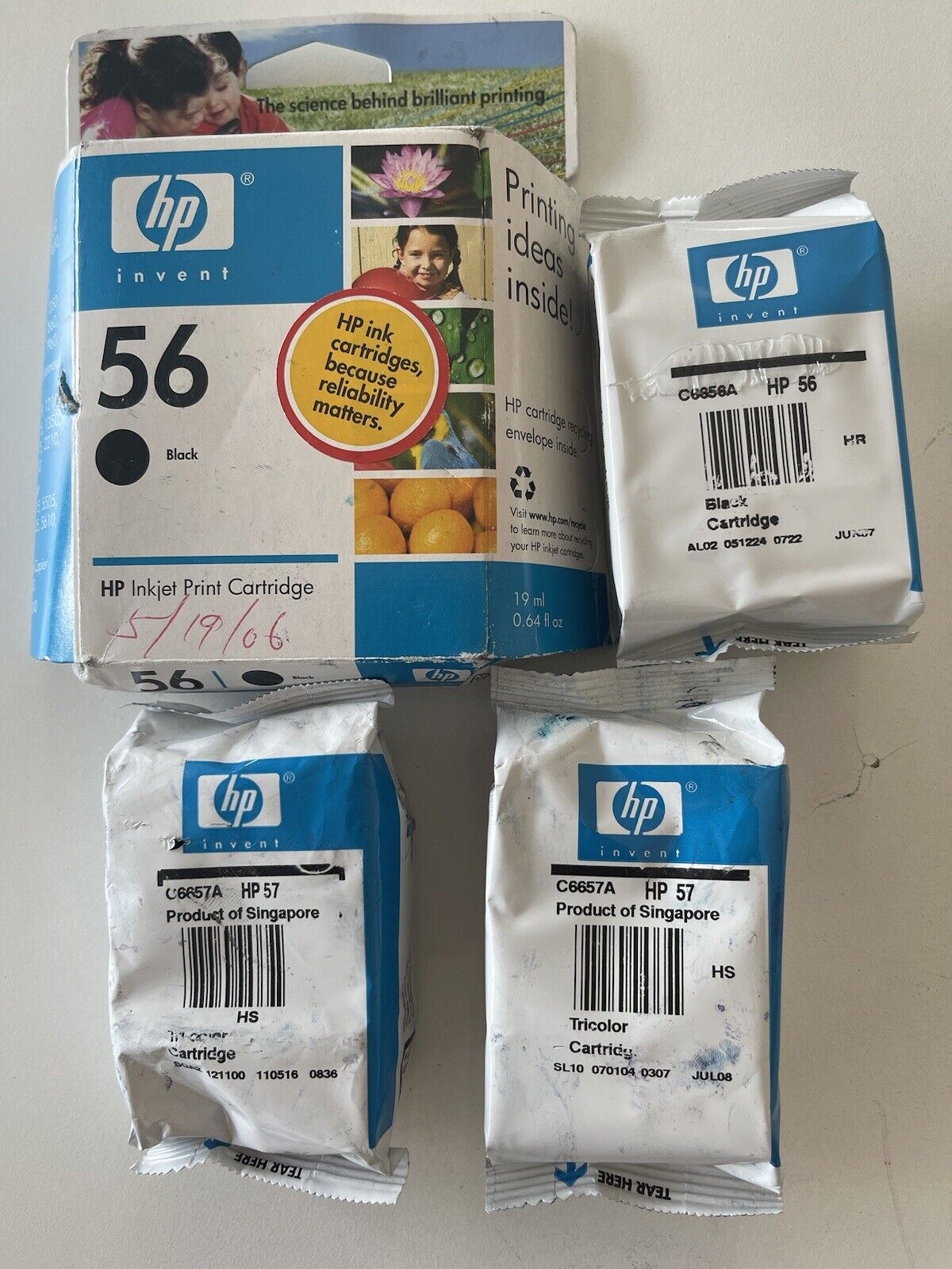 2 Full Set HP 56 57 Ink Cartridge Combo for HP7660 7755 Printer-OEM INK-Expired