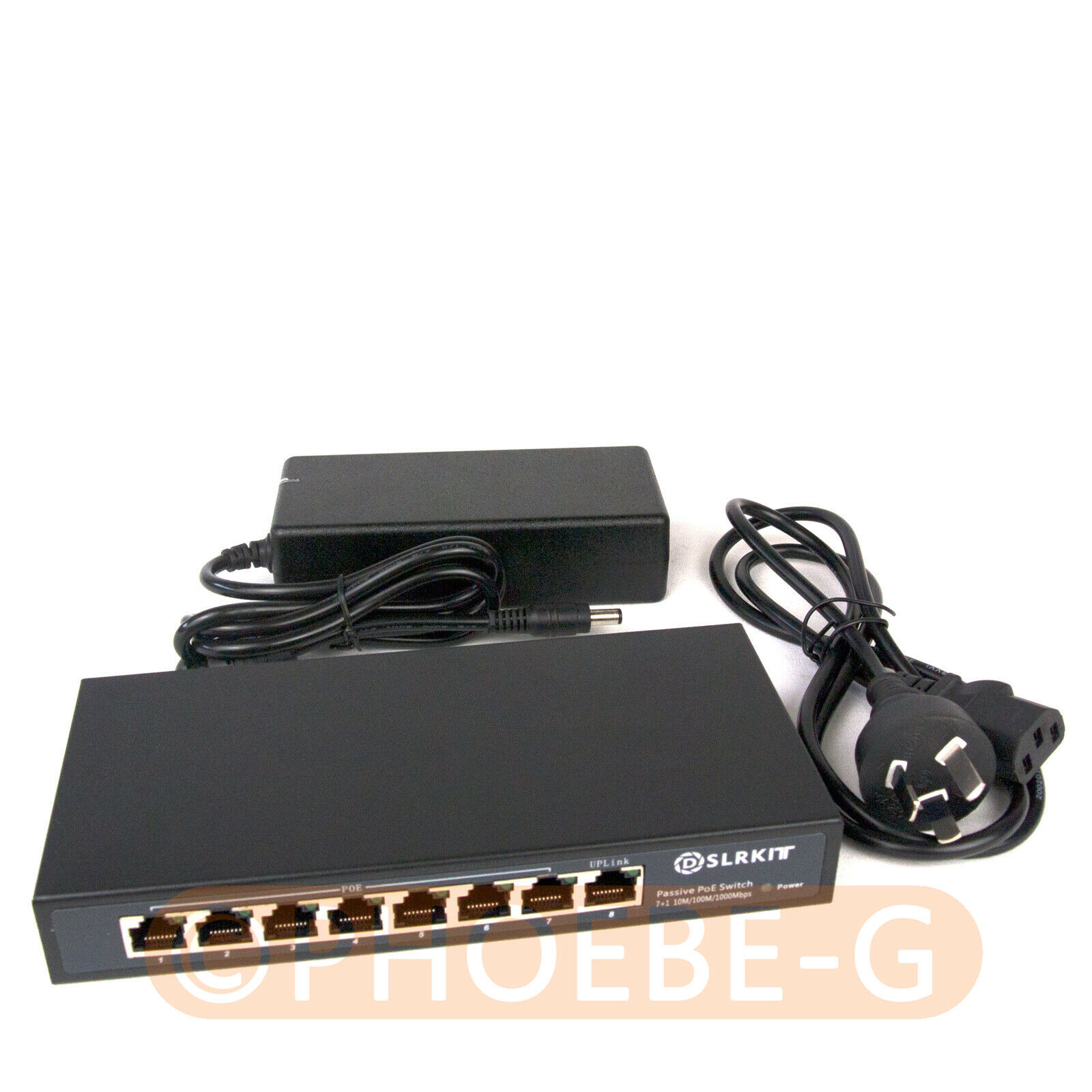 DSLRKIT ALL Gigabit 48V 120W 8 Ports 7 PoE Injector Power Over Ethernet Switch
