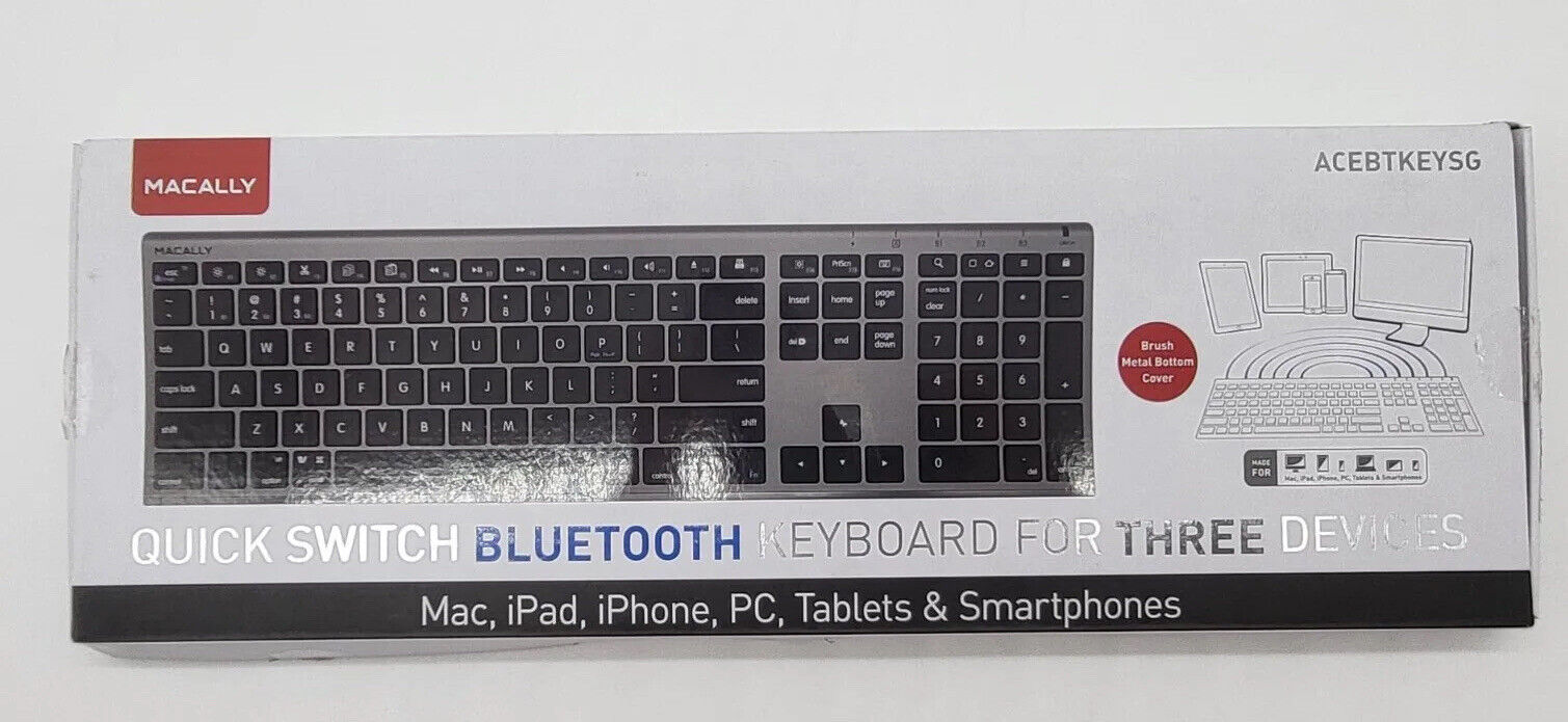 Macally Wireless Bluetooth Keyboard for Mac Apple Keyboard IPhone PC Android