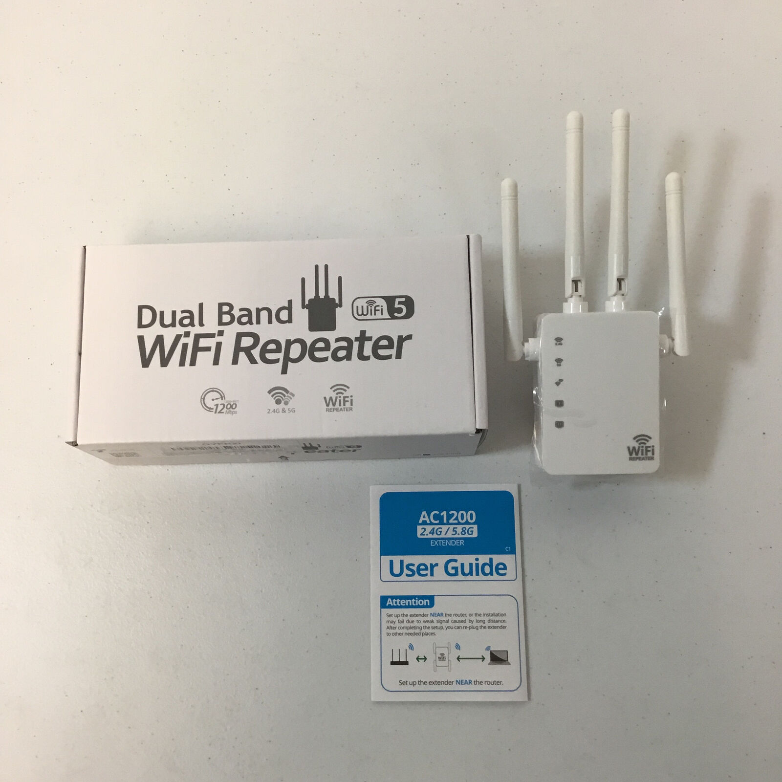 OYFNZI White High Speed AC1200 Dual Band WiFi Repeater Extender Booster