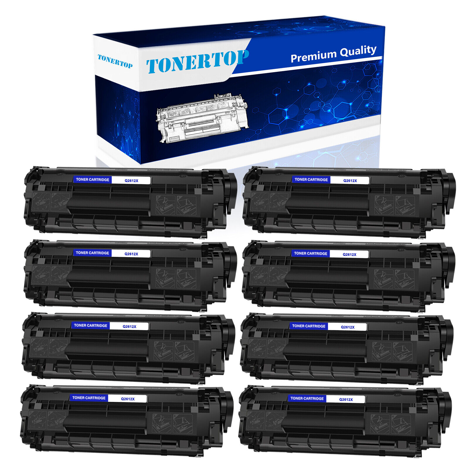 8PK Q2612X Toner Compatible with HP 12X LaserJet 1010 1012 1018 1020 3030 3020