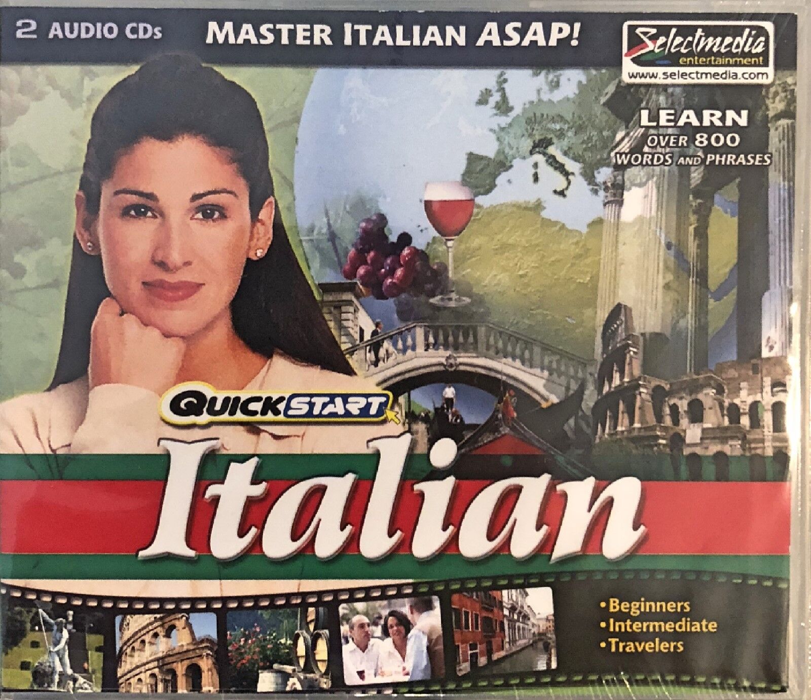 QuickStart Italian Audio Pc or Cd Rom Player New 2 Audio CDs 800 Words & Phrases