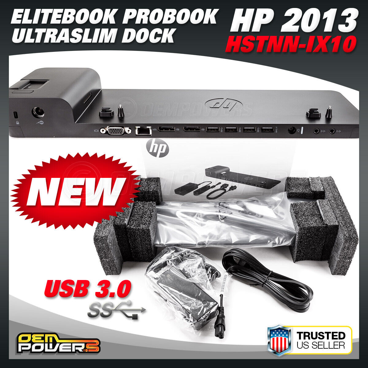NEW HP 2013 UltraSlim Dock EliteBook ProBook Docking Station Port Replicator