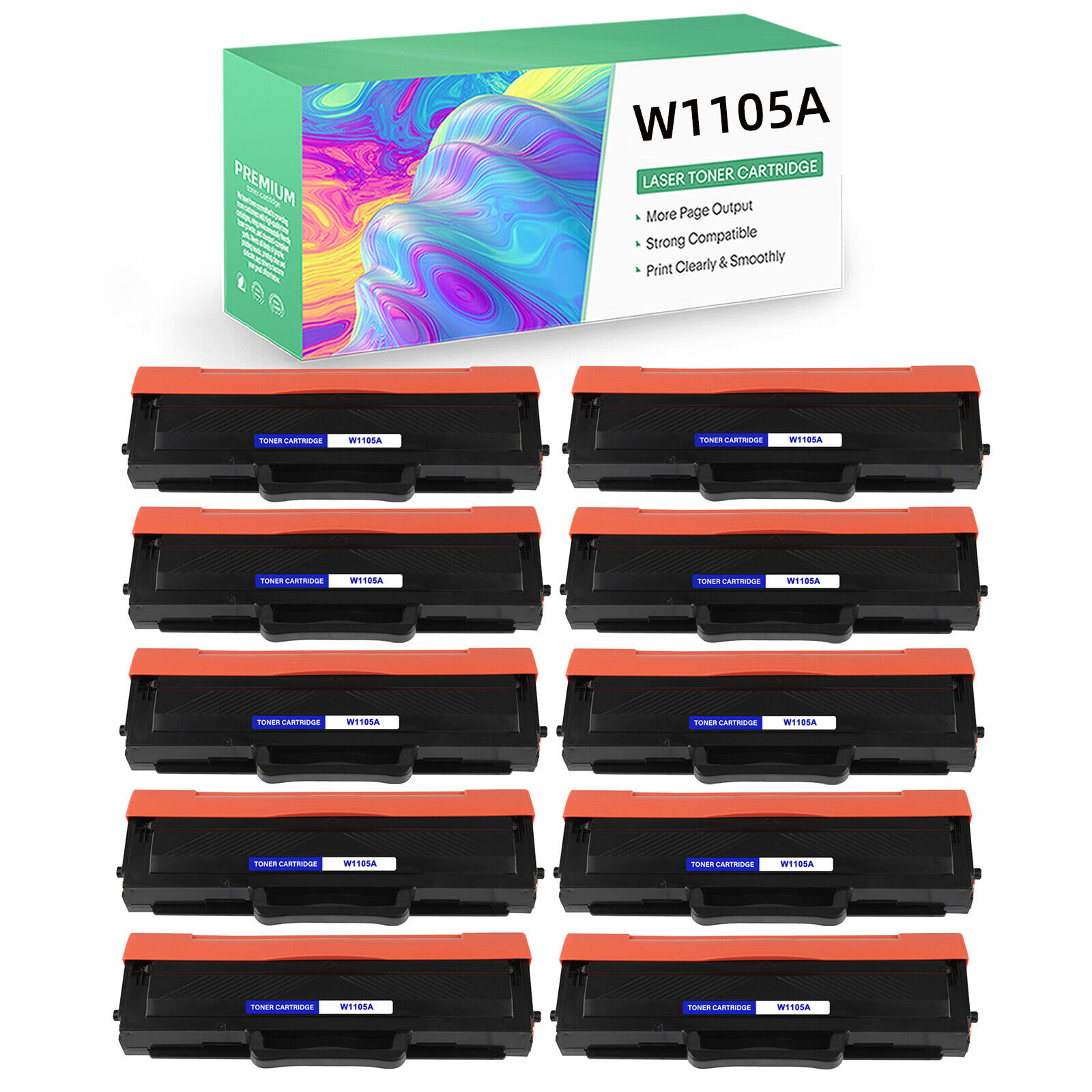 10-Pack Compatible W1105A Toner Cartridges for HP 105A 1105A Used for MFP135fnw