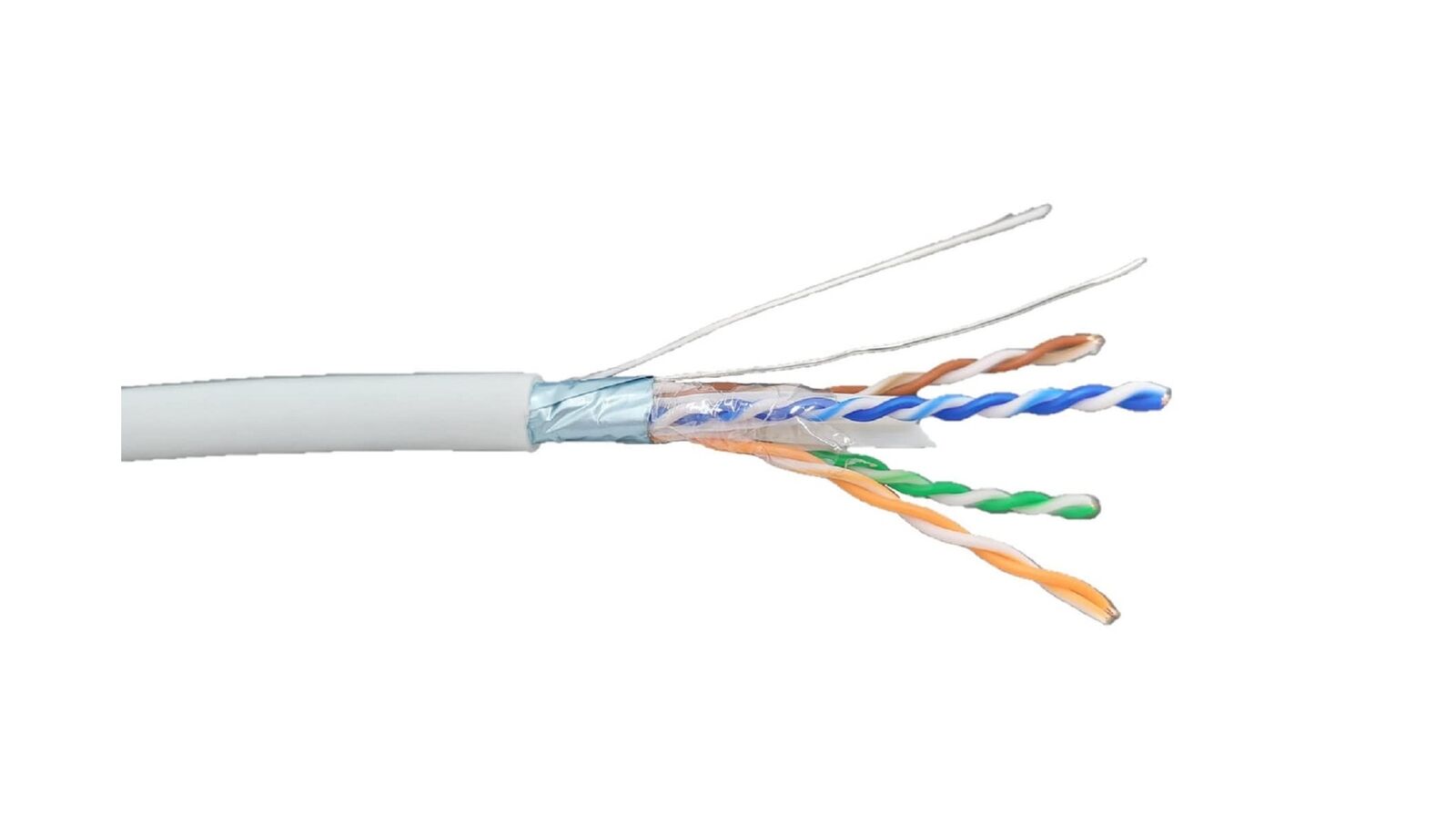 250 Feet CAT 6A Solid & Shielded (F/UTP) CMR Riser Bulk Ethernet Cable -White...
