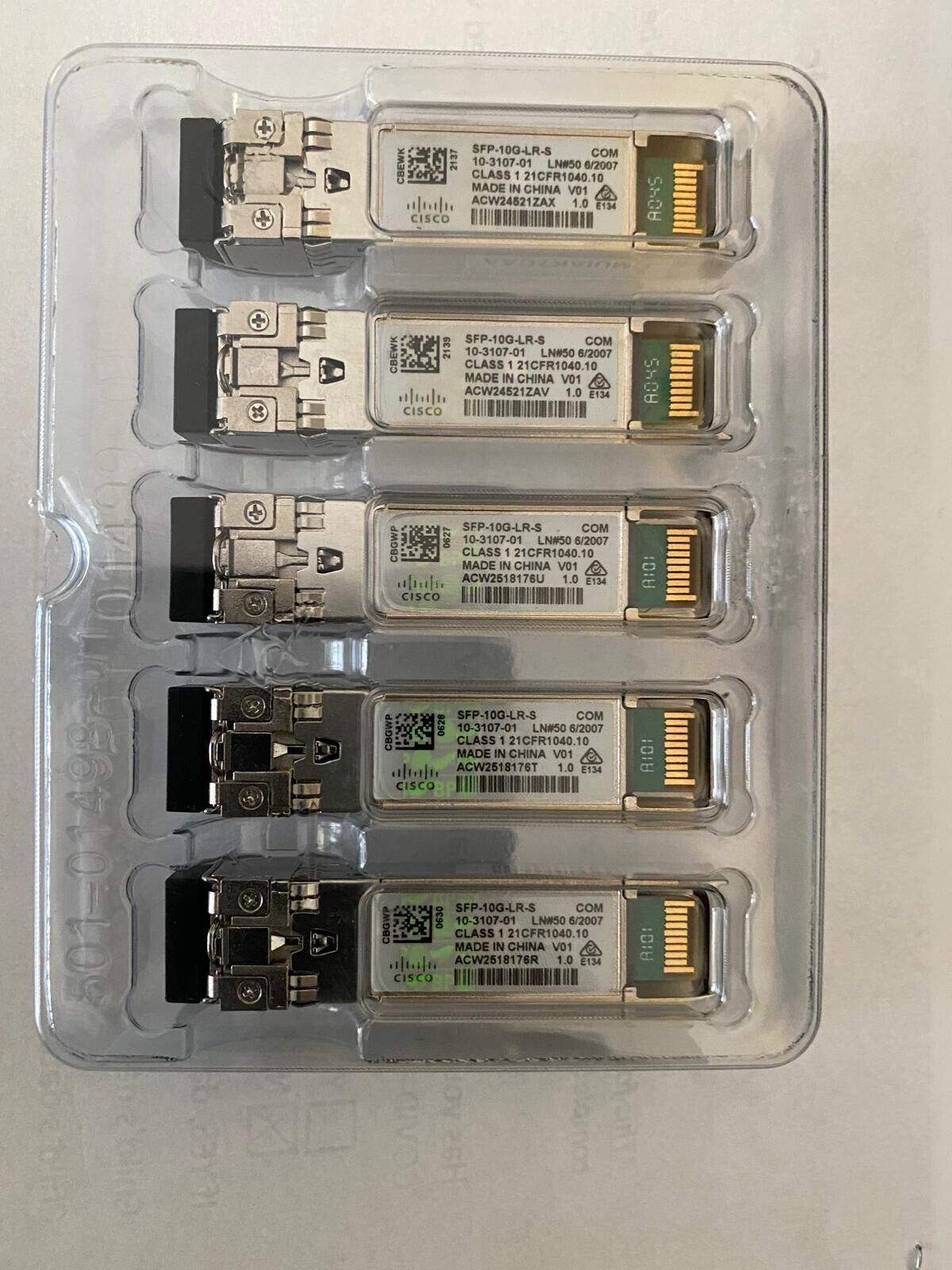 Original Cisco Lots of  5x SFP-10G-LR-S. NEW IN CLAMSHELL W/holo In Stock.