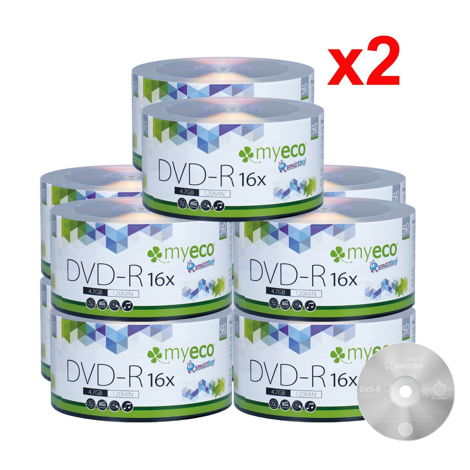 1000 Pack MyEco DVD-R DVDR 16X 4.7GB Economy Branded Logo Blank Recordable Disc