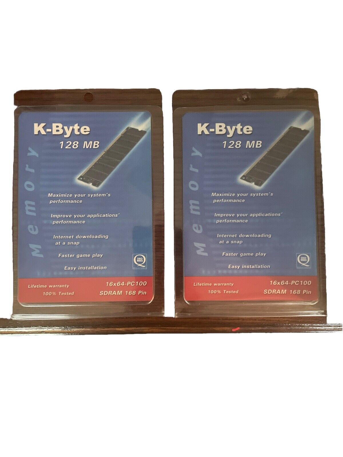 K-Byte 128 MB Memory Upgrade 168 Pin SDRAM 16x64- PC100 Lot Of 2
