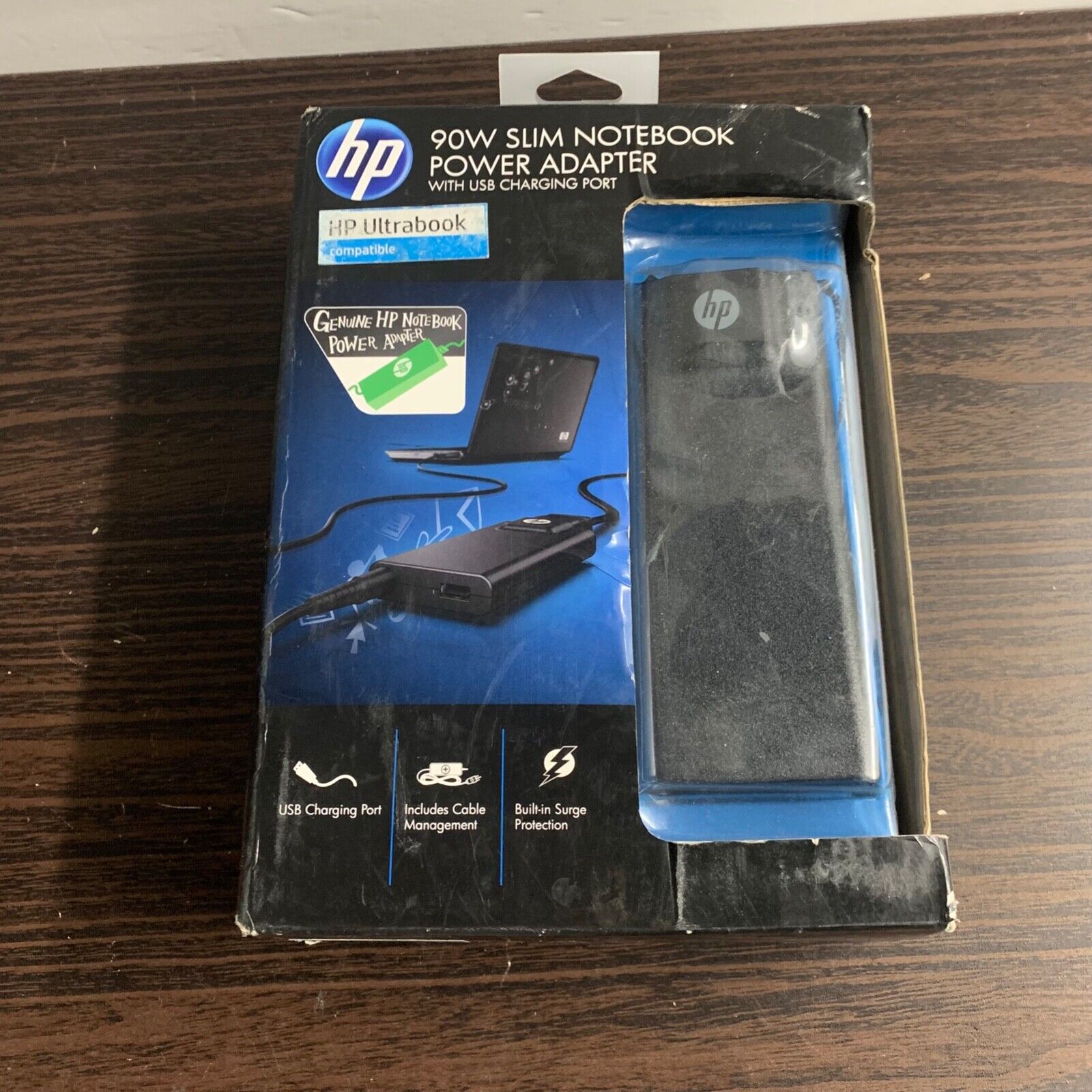 New in Box HP 90W Slim Notebook Power Adapter with USB Charging Port