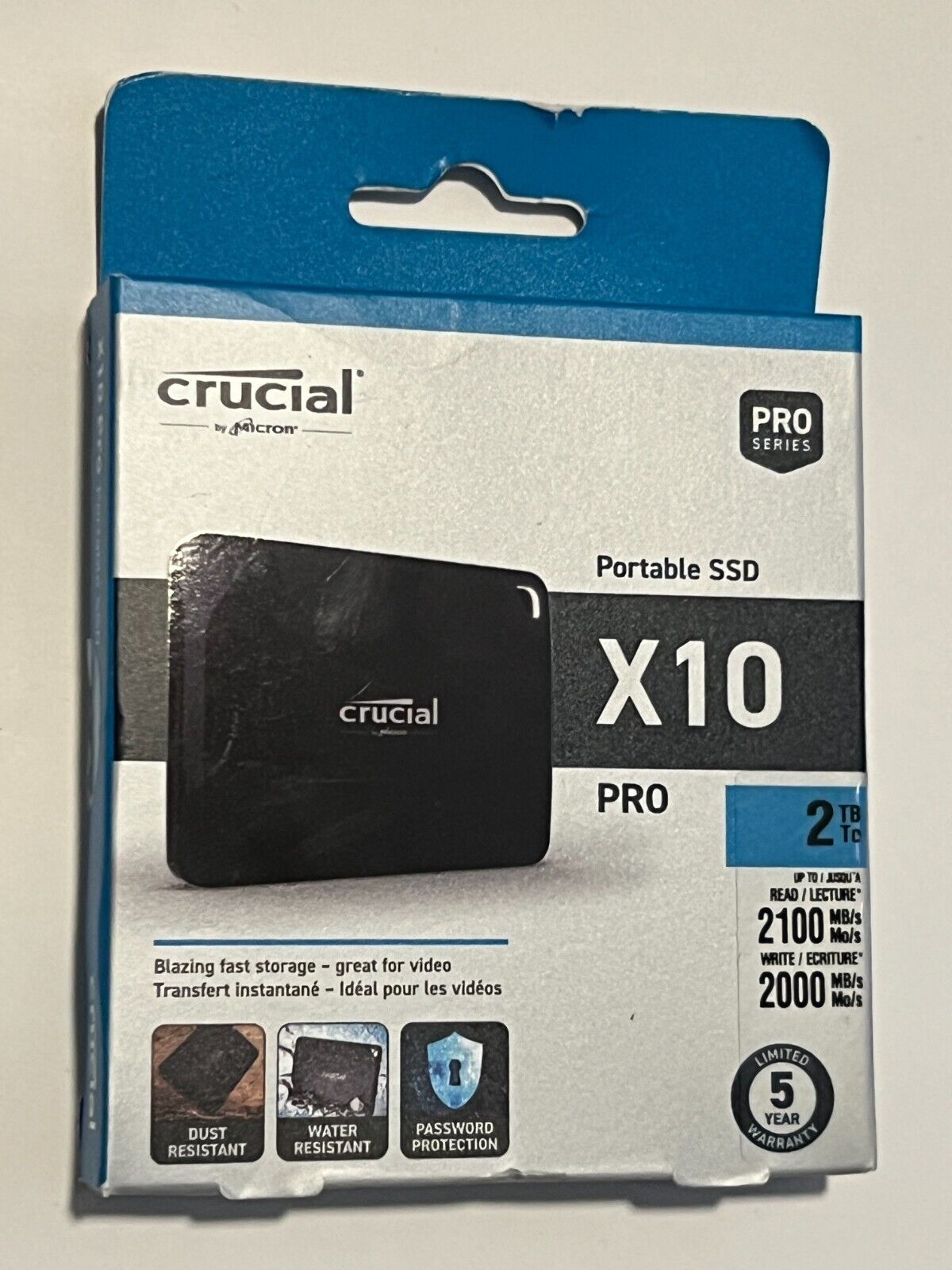 Crucial - X10 Pro 2TB USB-C External SSD 2100mb 2000mb Speed - Black NEW SEALED