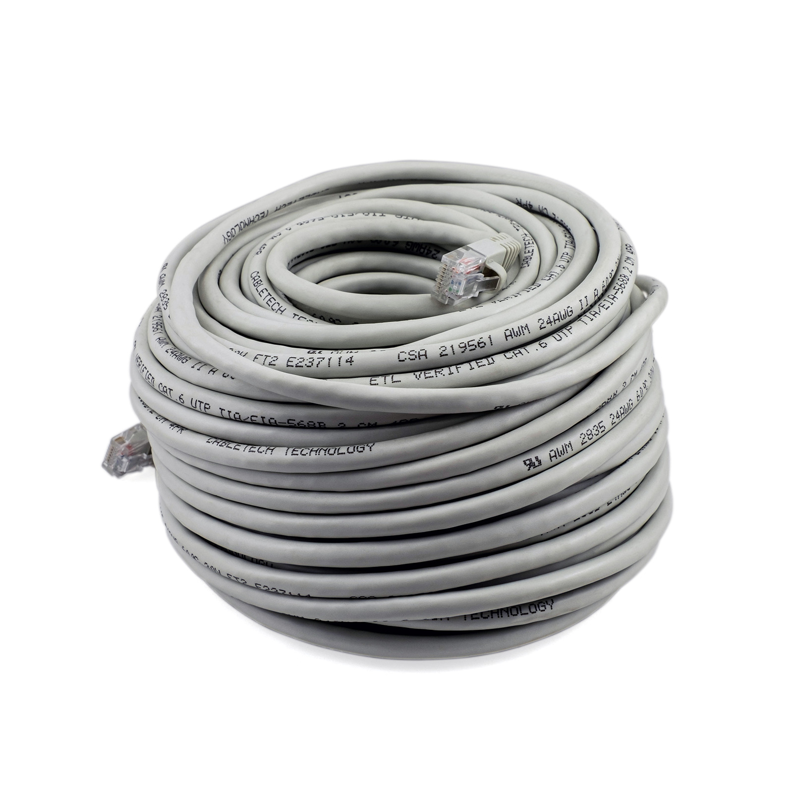 PTC Cat 6 UTP Patch Gray Ethernet Internet LAN Network Cable 100 ft. 100' Grey
