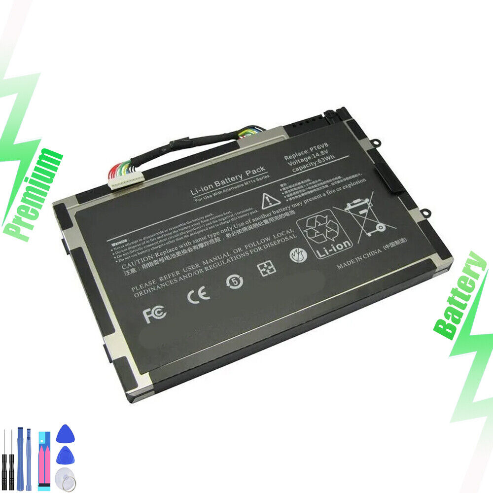 New PT6V8 Battery for Dell Alienware M11x M14x R1 R2 R3 8P6X6 08P6X6 T7YJR 63Wh