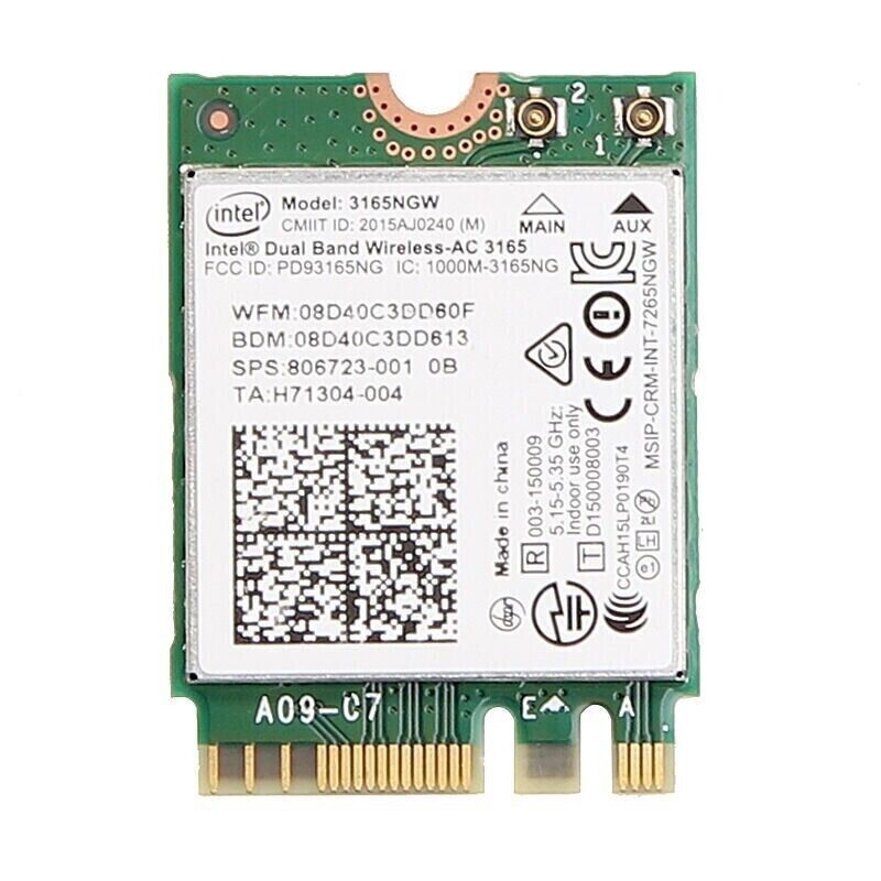 50pcs Intel 3165NGW NGFF 433Mbps Dual Band 802.11ac BT 4.0 Wireless Network Card