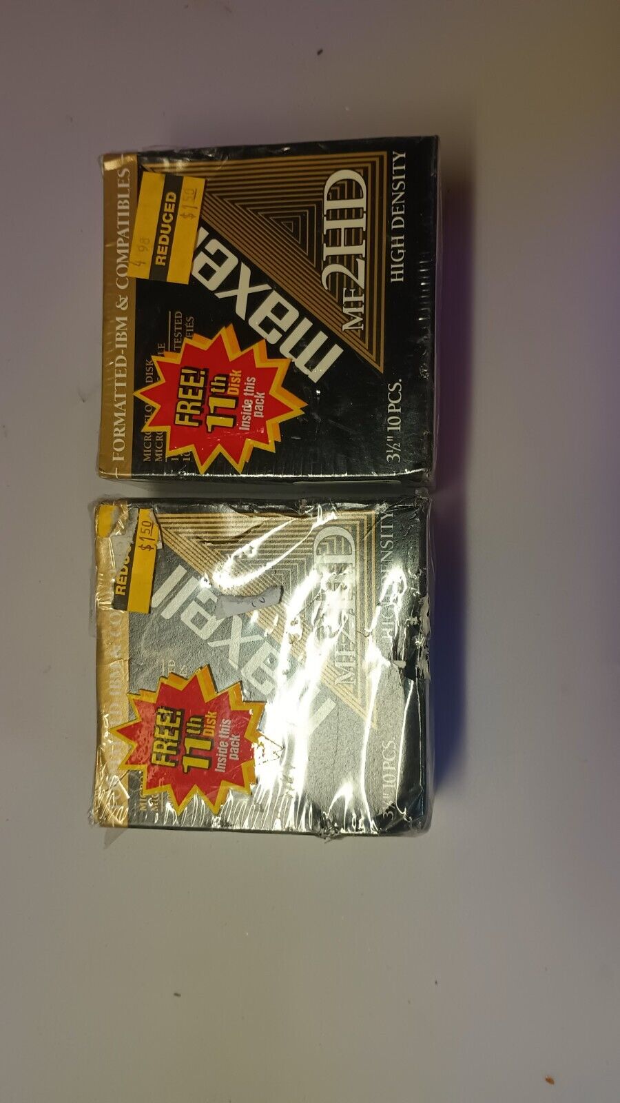 2 Pack Of Vintage Maxell MF 2 H D High Density 3 And 1/2 In Micro Floppy Disk