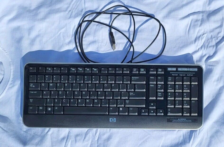 HP Multimedia Slim Wired USB Keyboard KU-0841 Black Cleaned Tested Working
