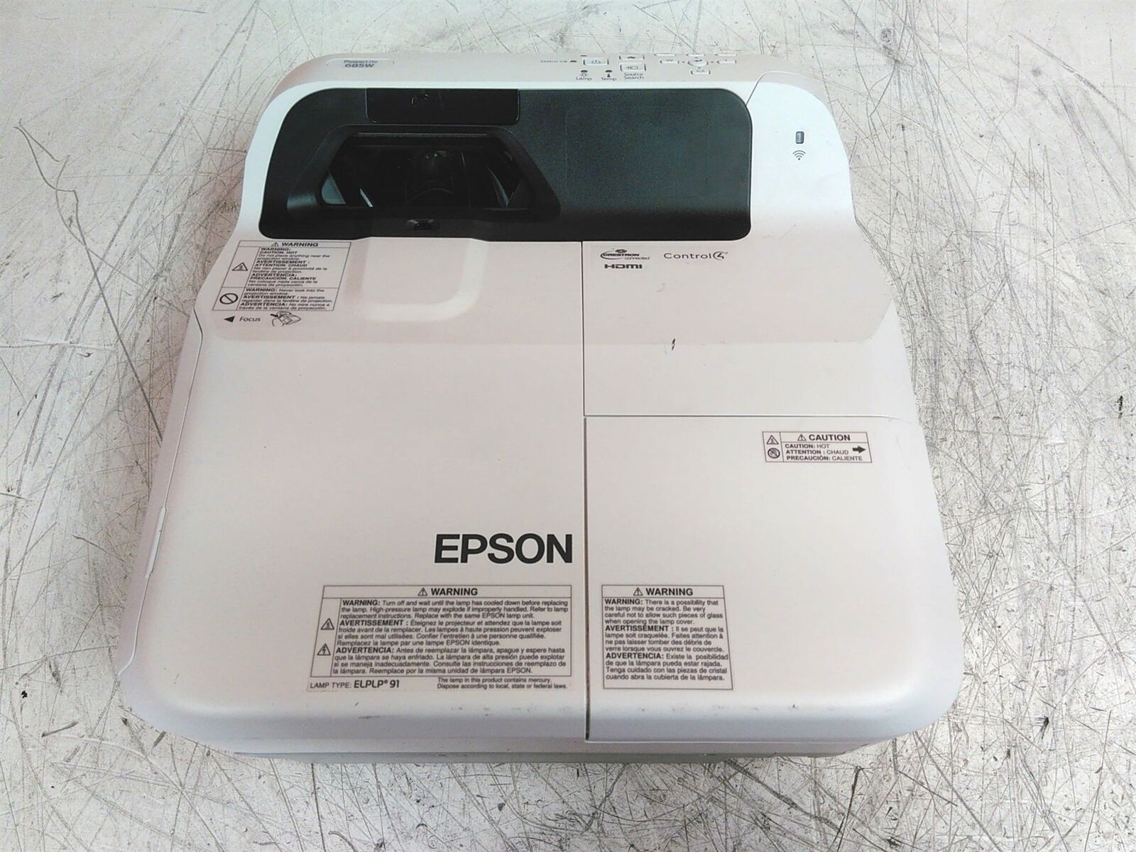 Color Washed Epson PowerLite 685W H744A HDMI Short-Throw Projector AS-IS