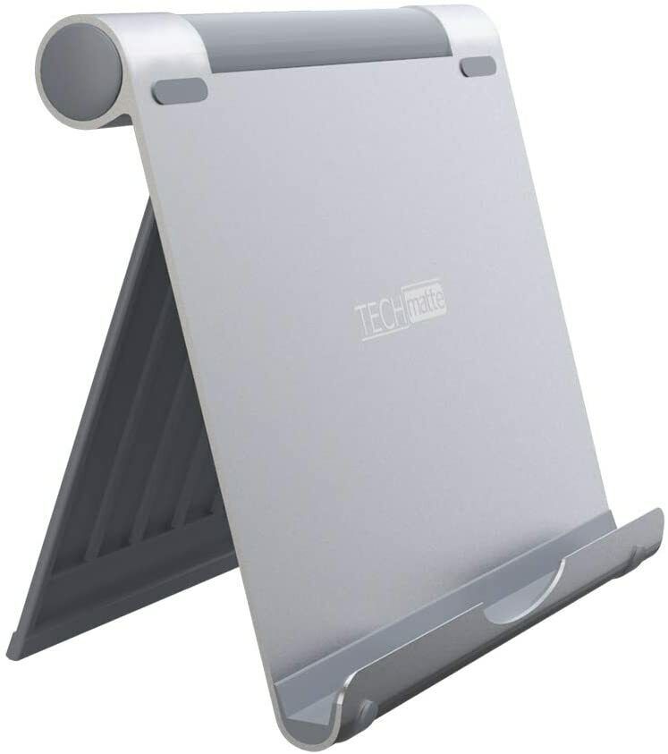 TechMatte Stand for iPads, Large Adjustable Aluminum Holder for Tablets & Phones