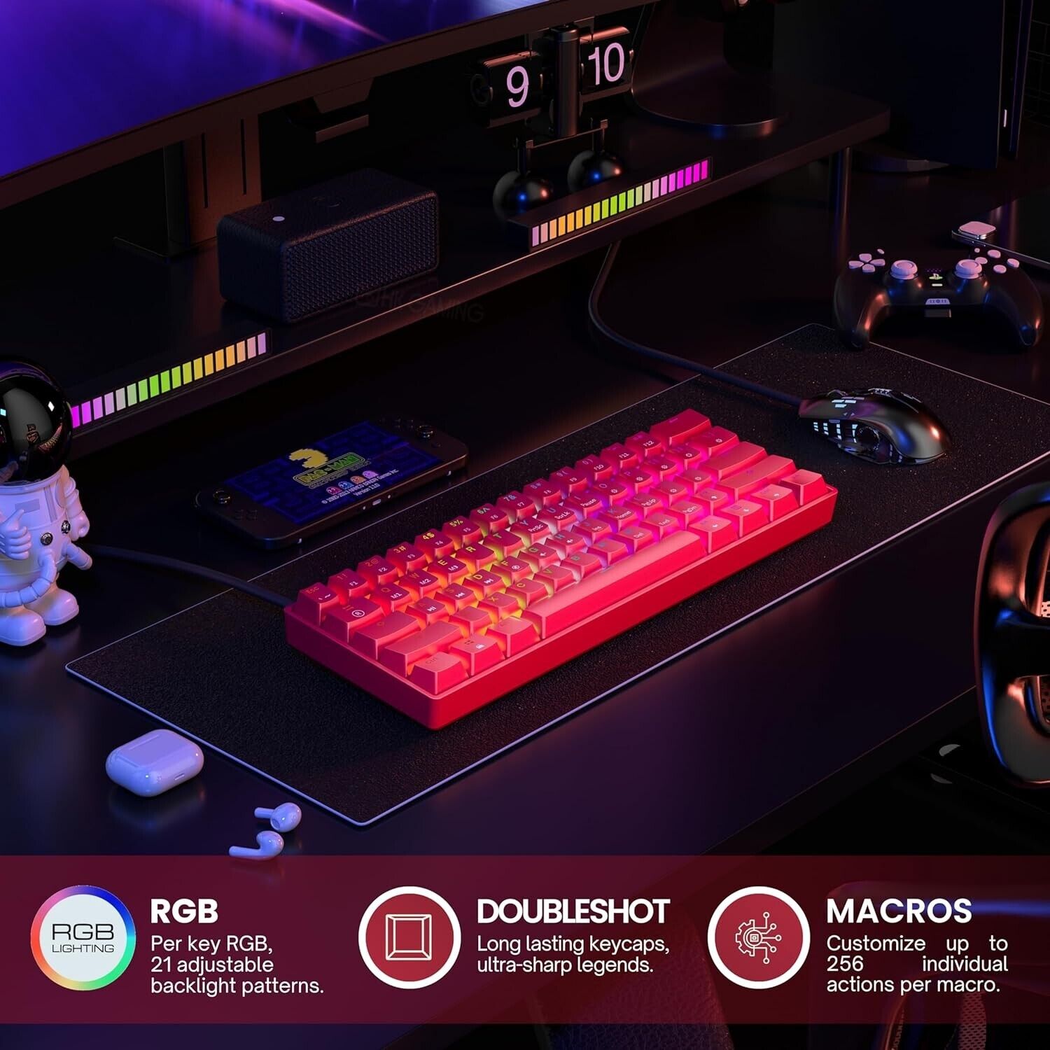 HK GAMING GK61 60% Hotswap Mechanical Wired Gaming Keyboard NEW OPEN BOX