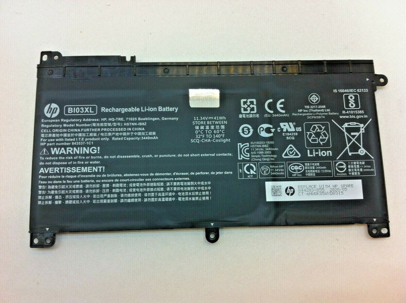 HP Stream 14-cb610cl Genuine Battery 11.55V 41.5Wh 3610mAh BI03XL 844203-855 218