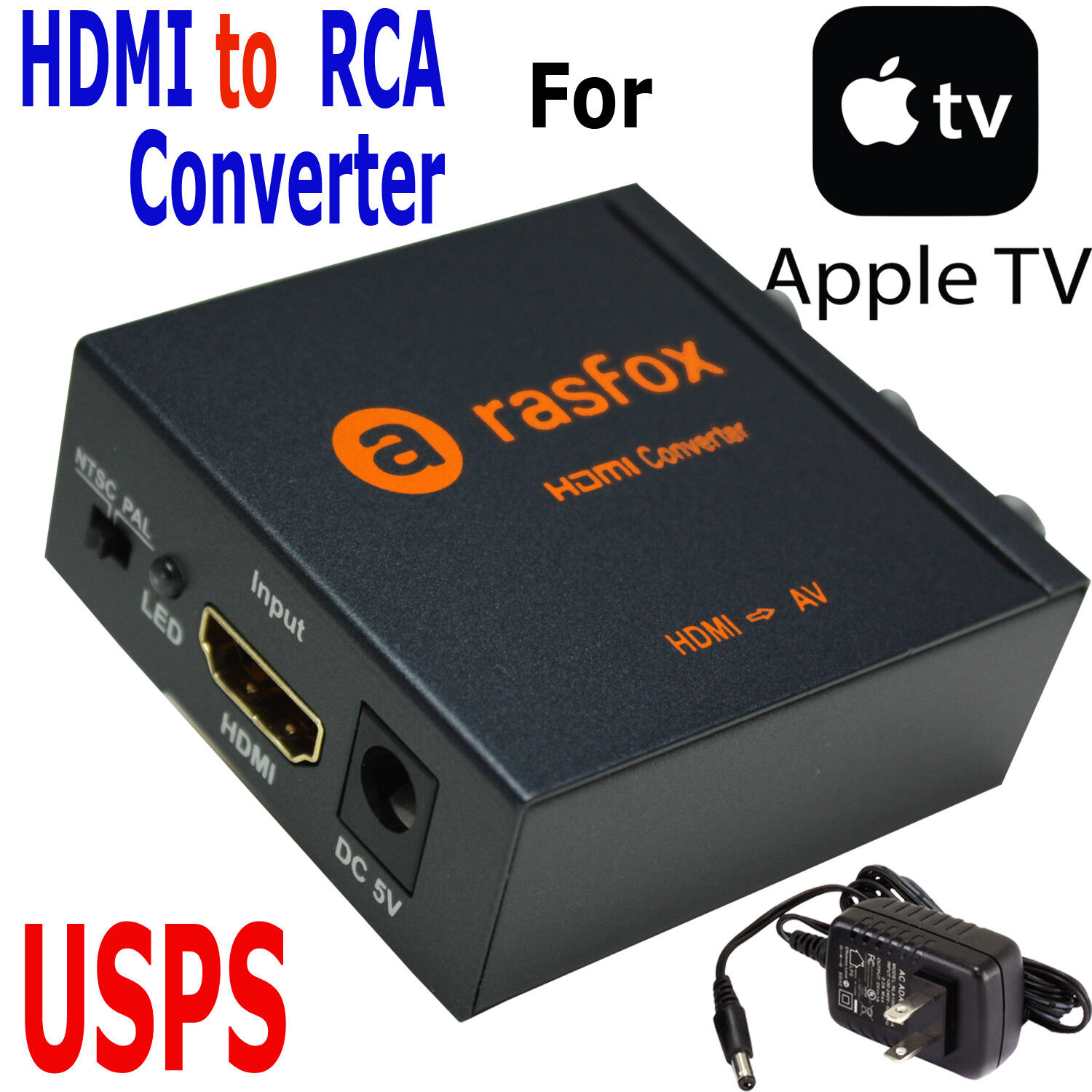 HDMI to 3RCA Composite AV Converter for AppleTV Apple TV 1/2/3/4 Generation