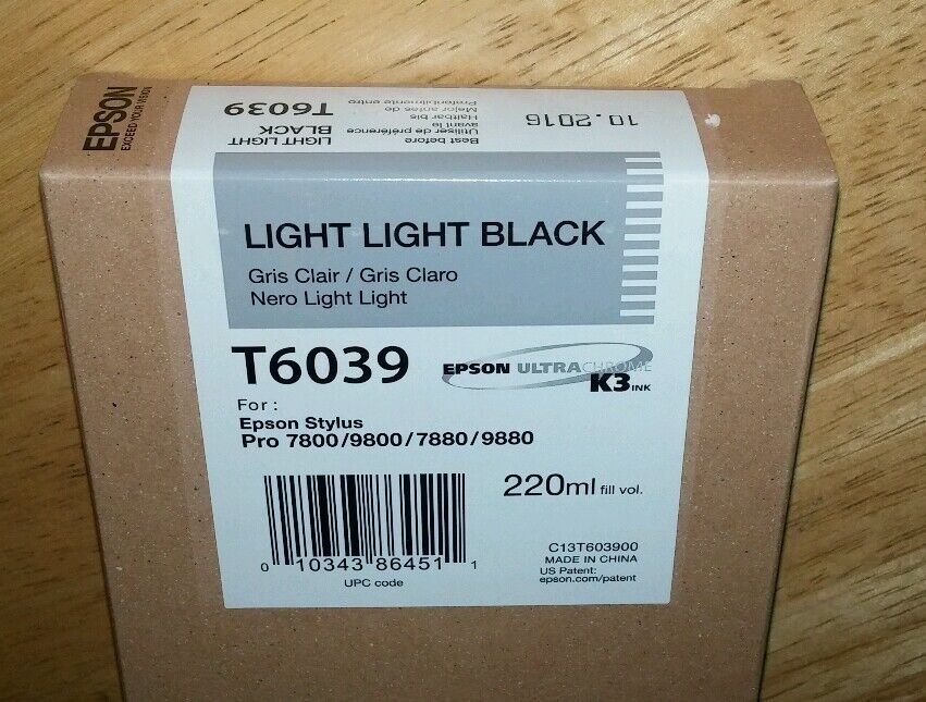 10-2023 GENUINE EPSON T6039 LIGHT LIGHT BLACK 220ml INK STYLUS PRO 7880 9880