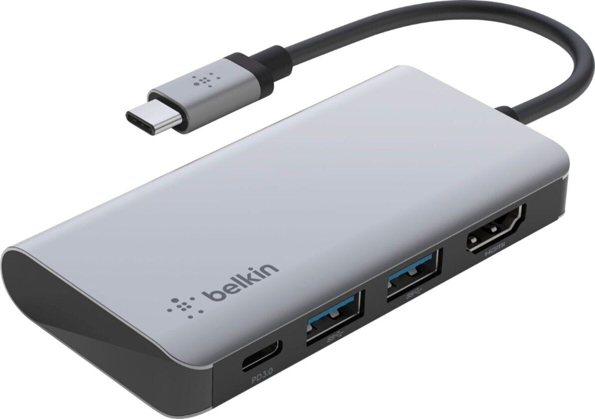 Belkin - USB-C 4 in 1 Multiport Adapter - 4K HDMI - Gray - NEW