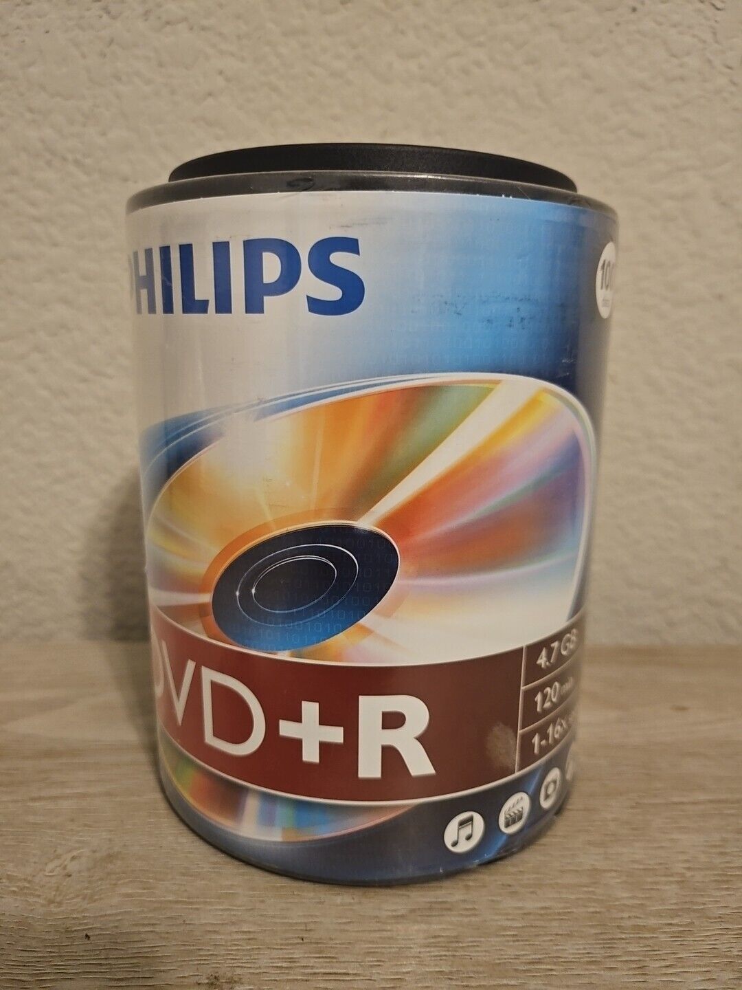 NEW SEALED Pack of  100 Philips Logo 16x DVD+R Blank Disc 4.7GB 120Min DR4S6H00F