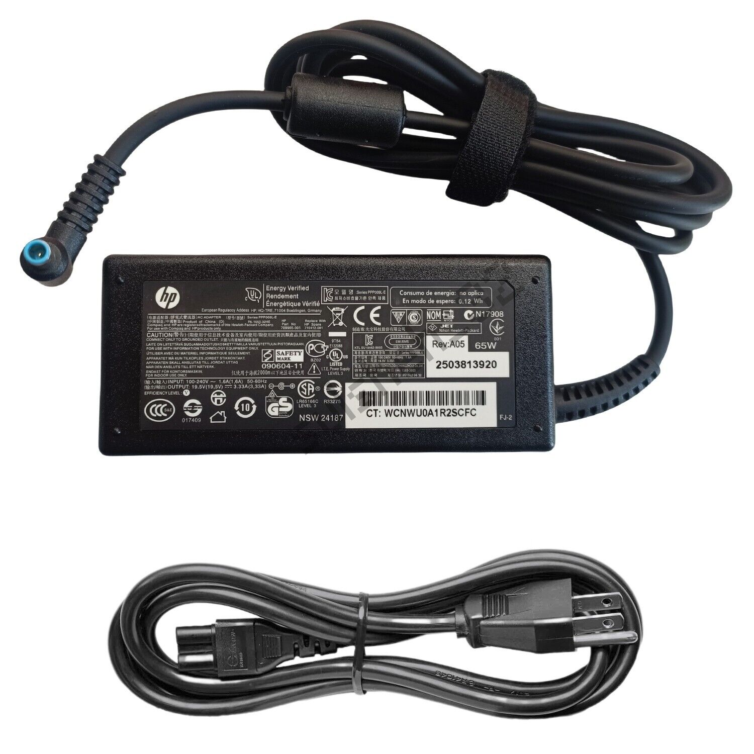 Genuine OEM HP 65W 19.5V 3.33A blue tip AC Adapter Charger Pavilion 710412-001