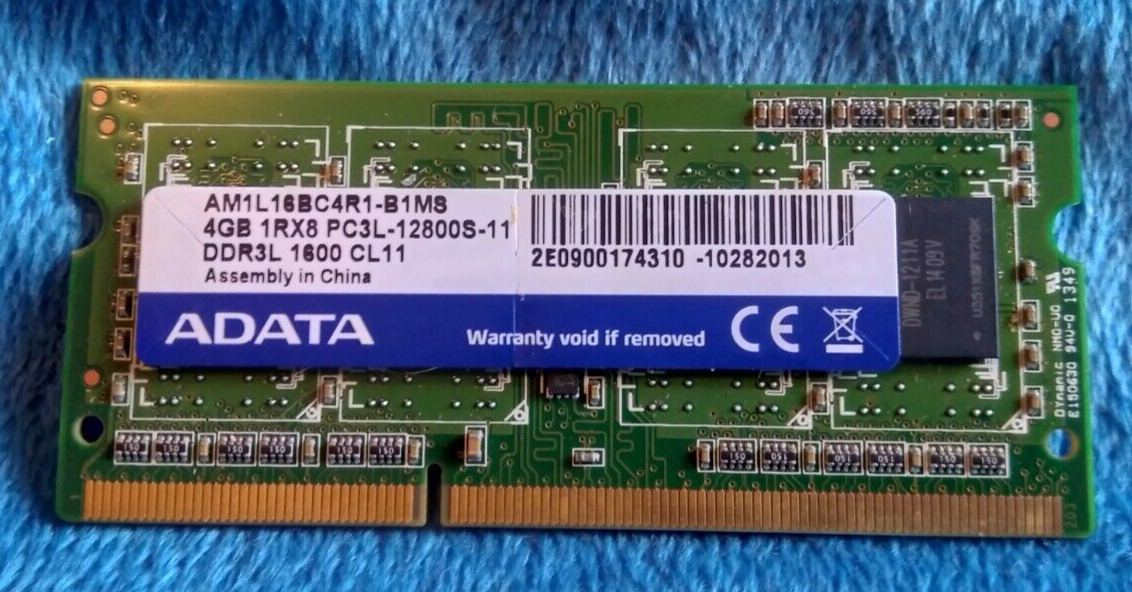 ADATA 4GB 1RX8 PC3L-12800S-11 DDR3L 1600 CL11 RAM