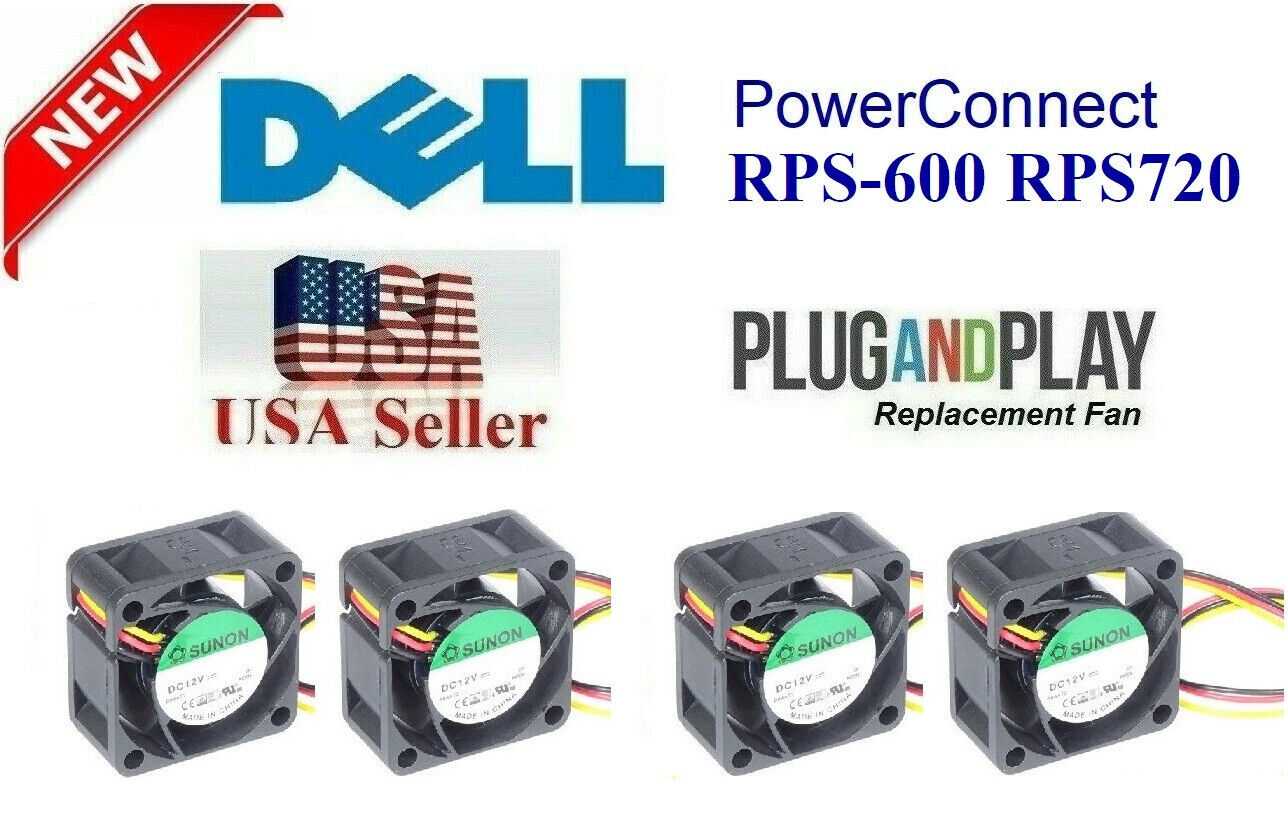 4x New Replacement Fans for Dell PowerConnect RPS-600 RPS720