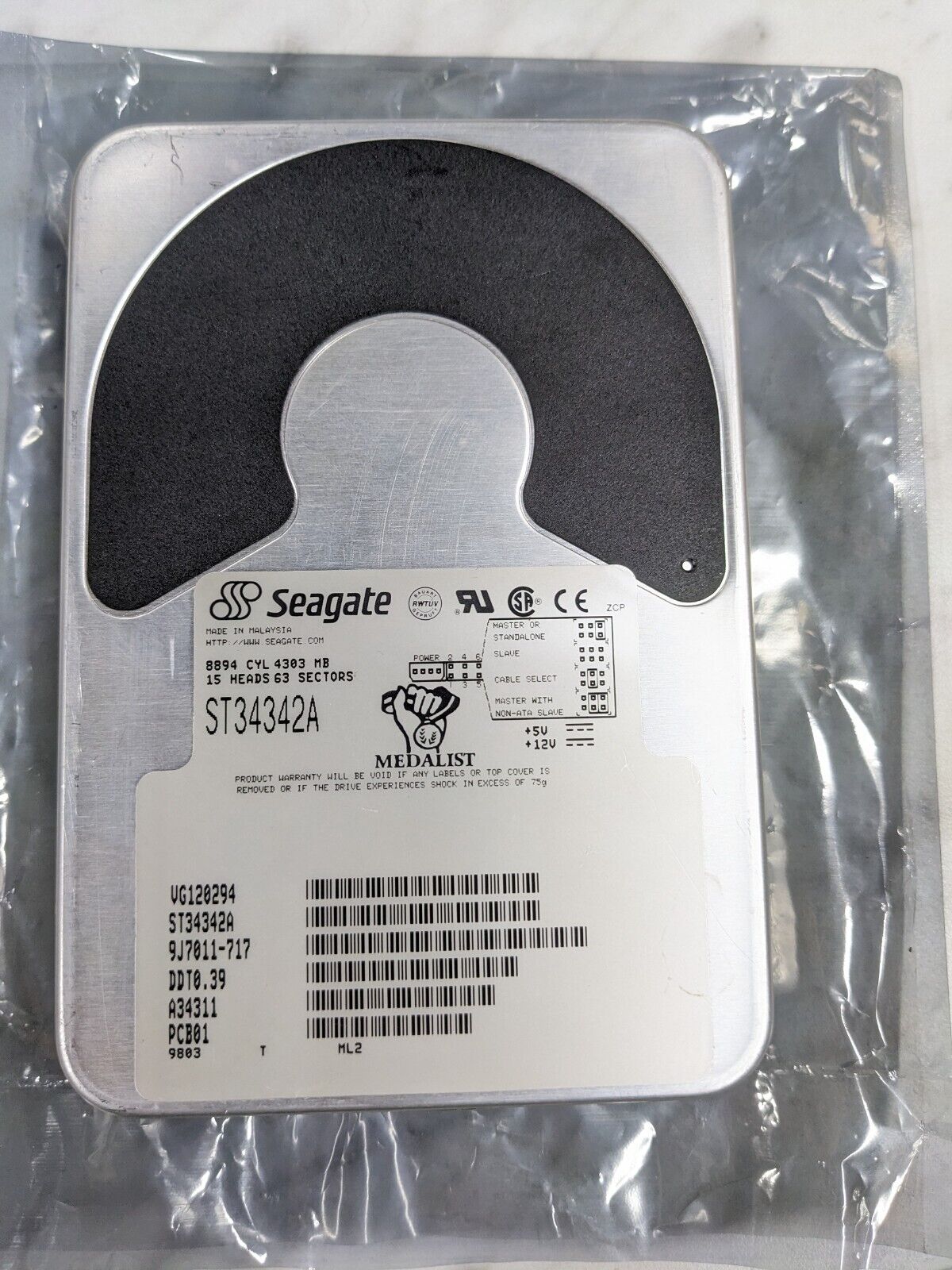 SEAGATE ST34342A 4303 MB 4.3 GB MEDALIST VG120294 VINTAGE PC HARD DISK DRIVE