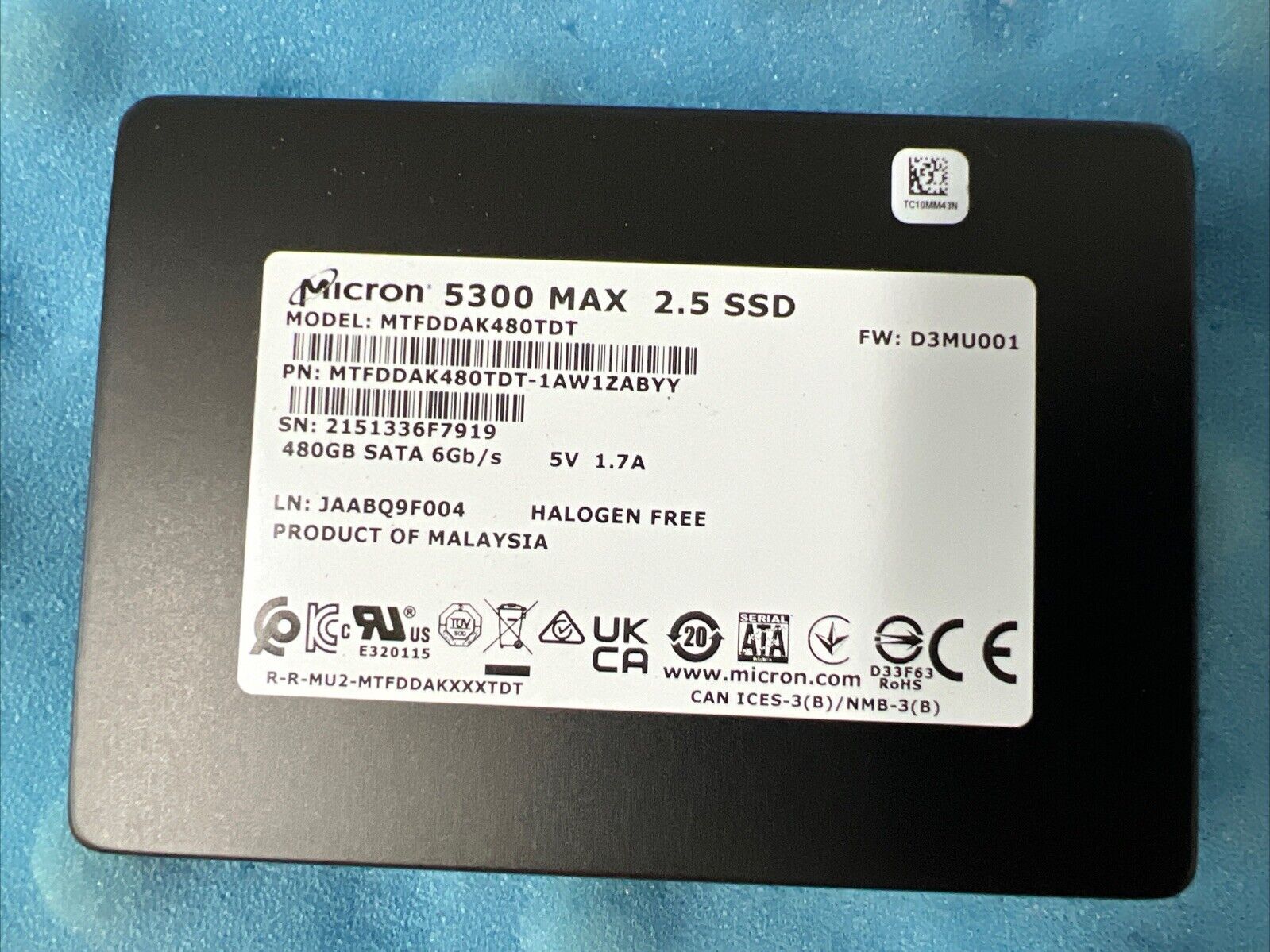 Micron 480GB 6Gb/s SATA SSD FRU 5300 Max 2.5\