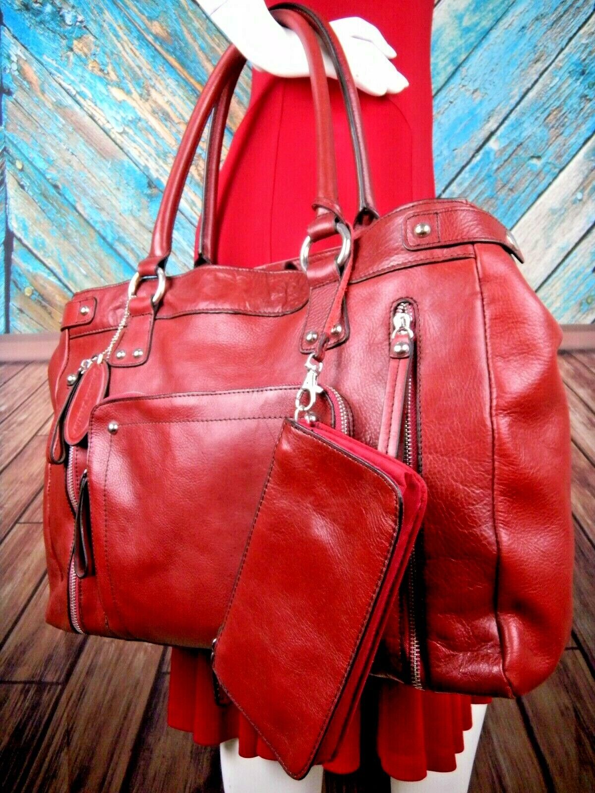 WILSON'S LEATHER WOMEN'S BURNT RED LEATHER LAPTOP BRIEFCASE SHOULDER BAG