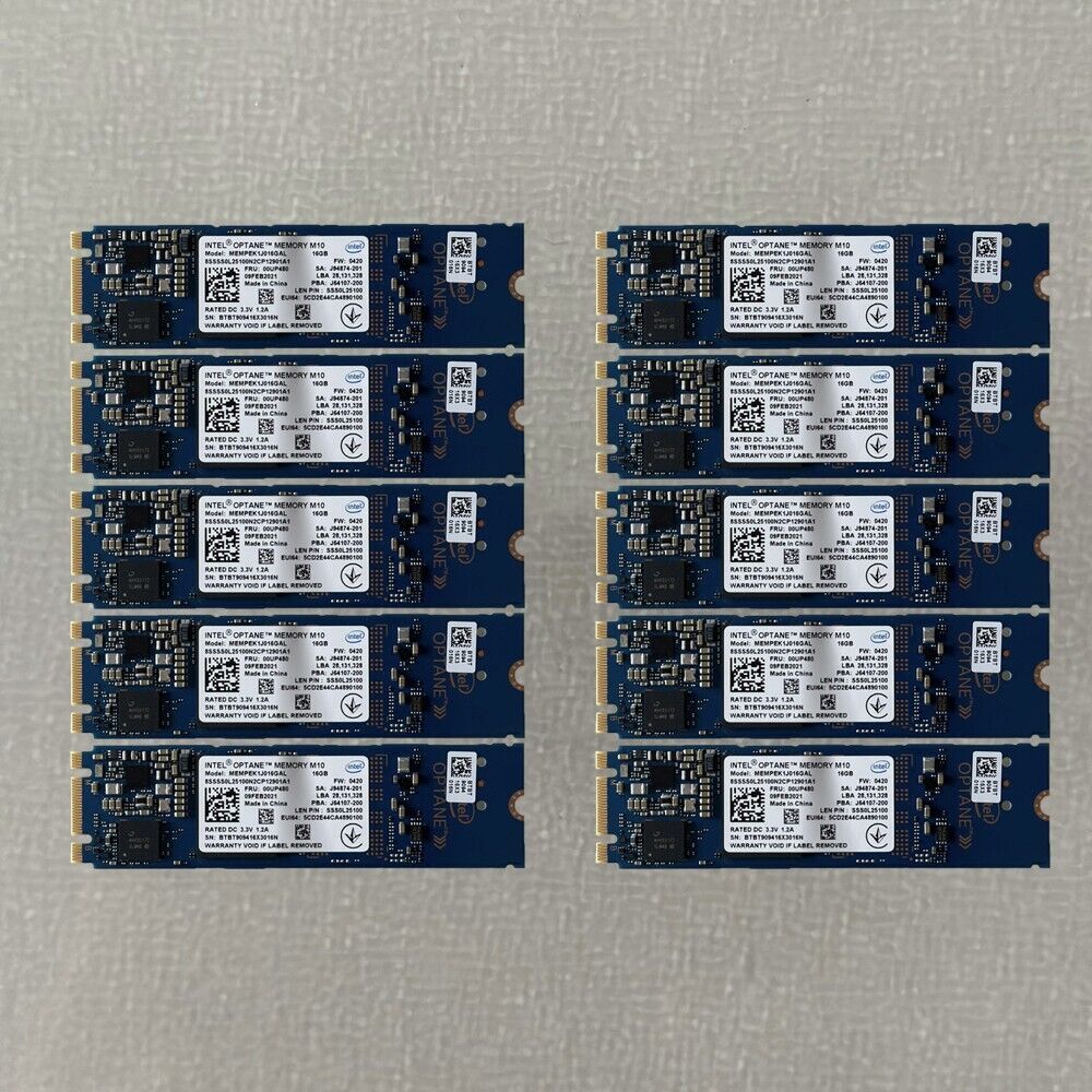 10x Intel Optane Memory M10 SSD M.2 2280 16GB MEMPEK1J016GA PCIe 3.0 Xpoint NVMe