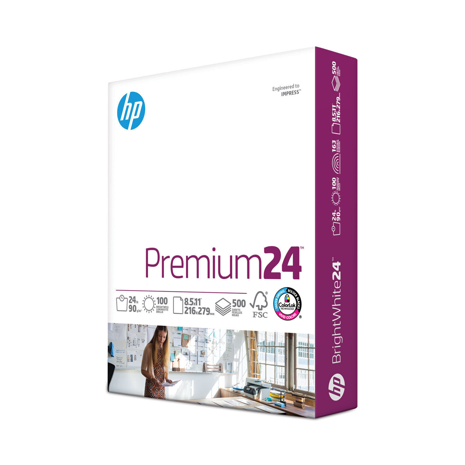 HP Premium 24lb Paper 98 Bright 24lb 8.5 x 11 Ultra White 500sheet/Ream 112400