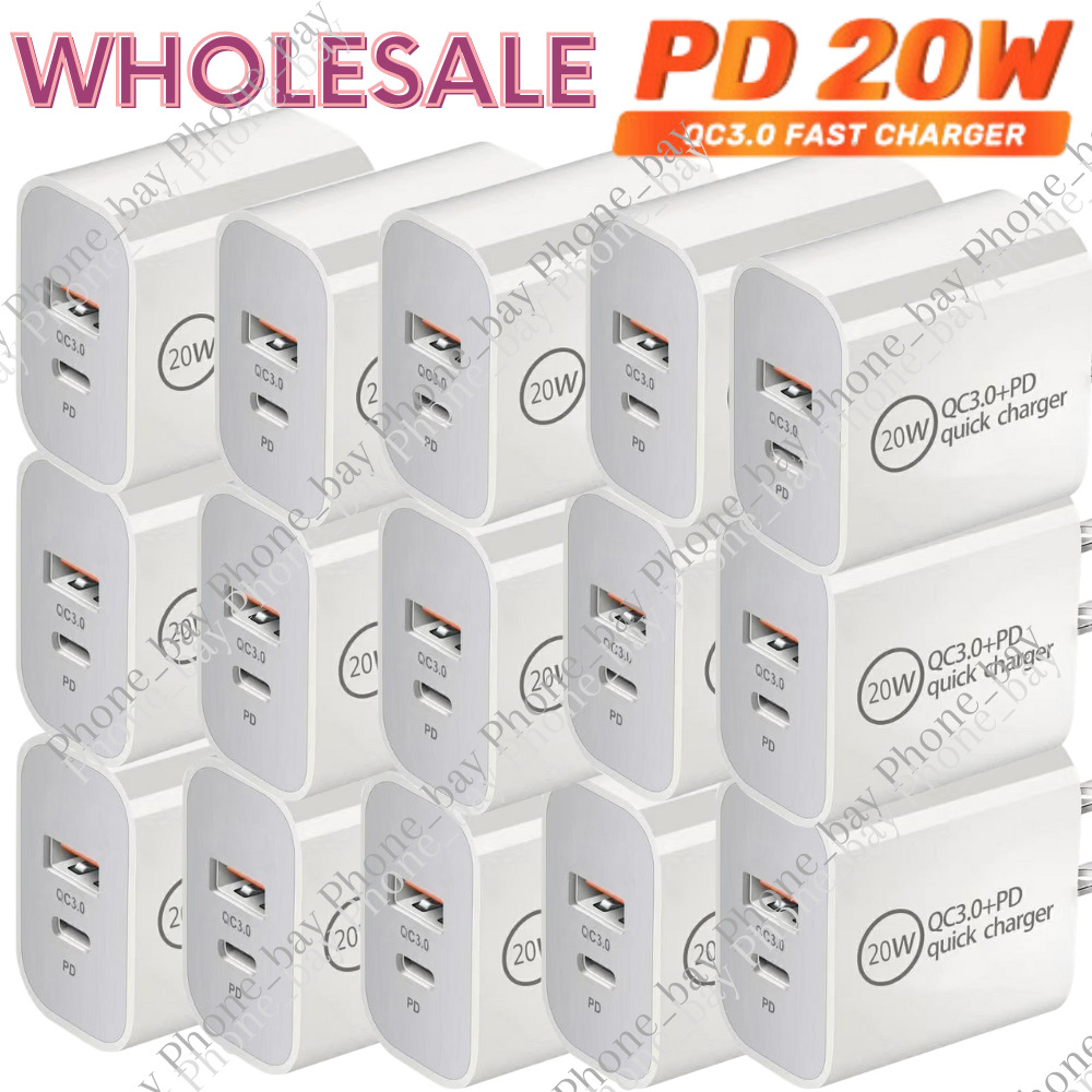 Dual Port Fast Charger PD 20W USB C QC Power Adapter For iPhone 14/13/12/11 Lot