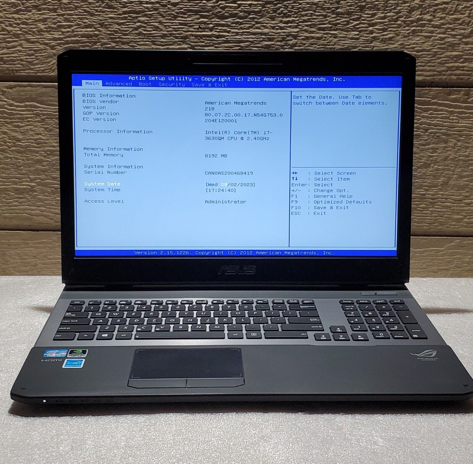 ASUS ROG G75V 17.3” Gaming Laptop i7-3630QM 2.40GHz, 8GB RAM, G75VW No HDD- Read