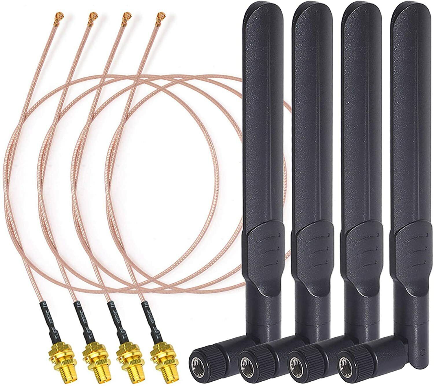 4pcs Dual Band WiFi 8dBi RP-SMA Antenna U.FL IPX IPEX 20cm Cable for WiFi Router
