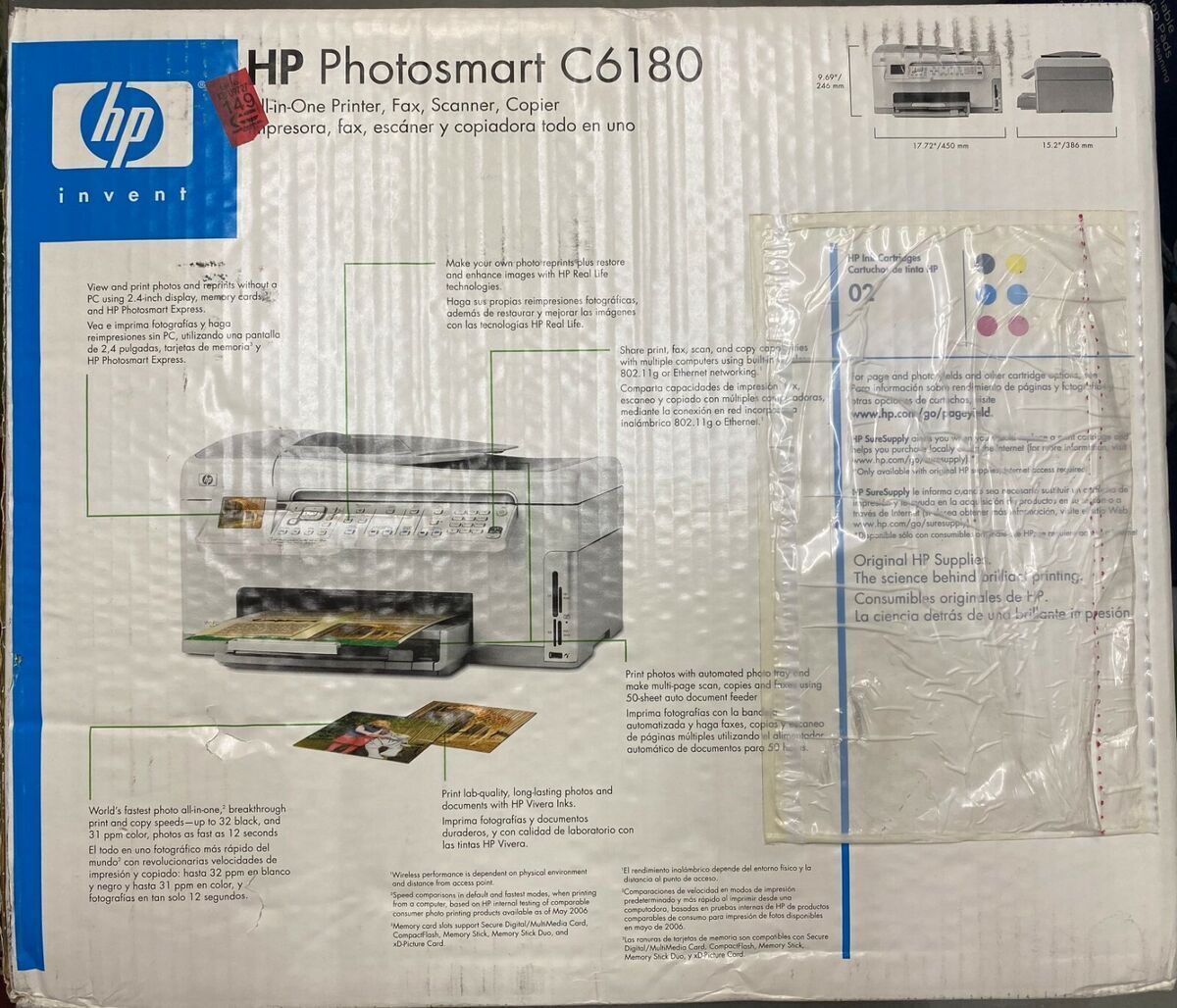 HP PhotoSmart C6180 All In One Inkjet Printer Fax Scanner Copier