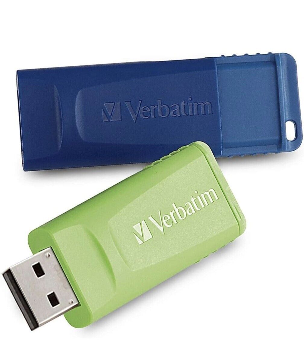 Verbatim 2Pk 64GB Store N Go USB Flash Drive Blue & Green