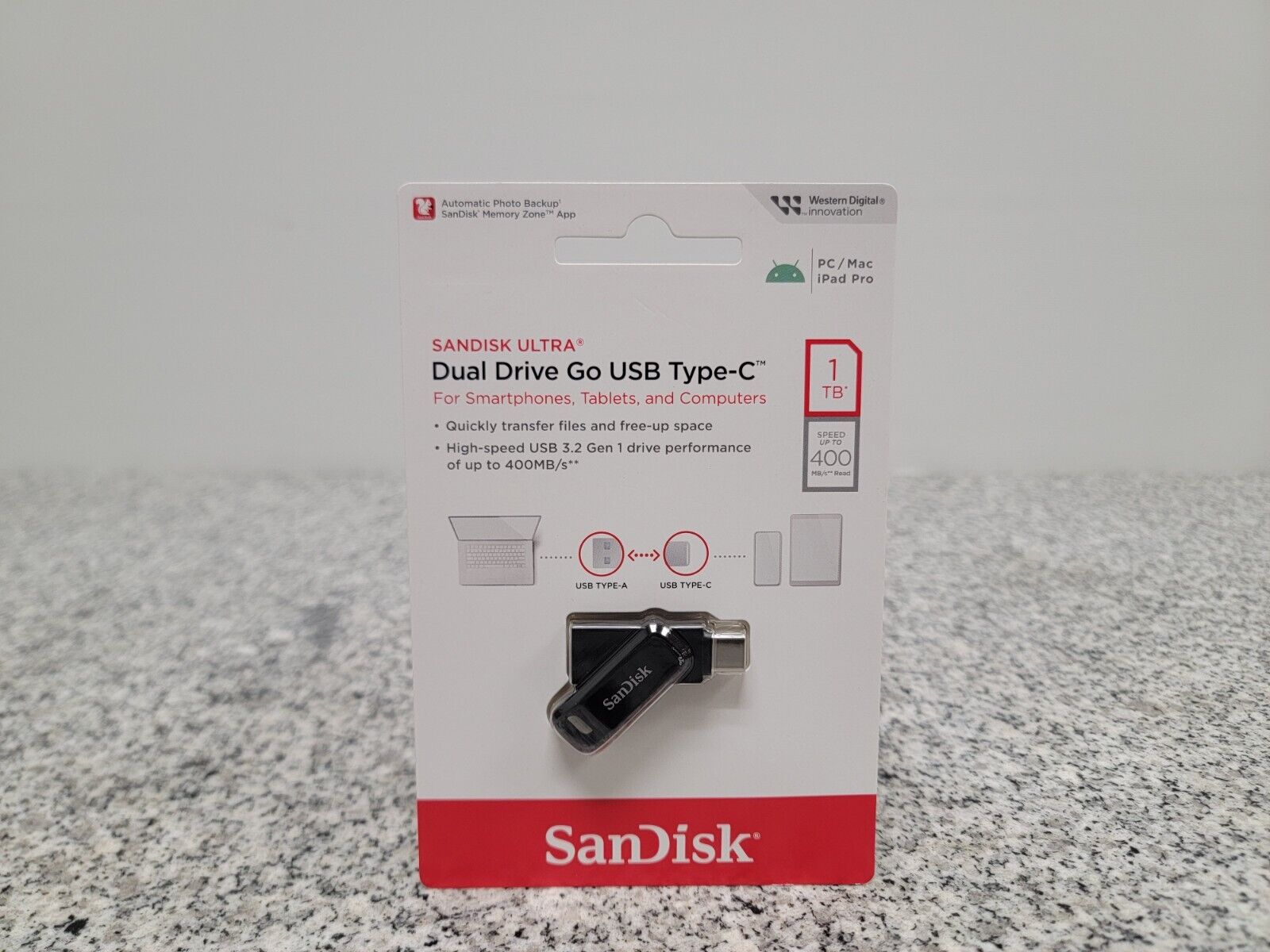 SanDisk Ultra Dual Drive Go 1TB USB A-C Flash Drive Black - SDDDC3-1T00-A46