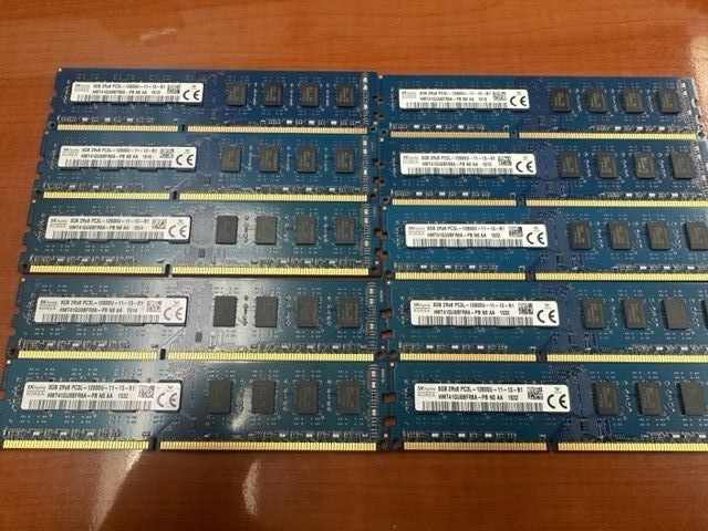 Lot of 10 SK Hynix 8GB 2Rx8 PC3L-12800U DDR3 Desktop Memory Ram HMT41GU6BFR8A-PB